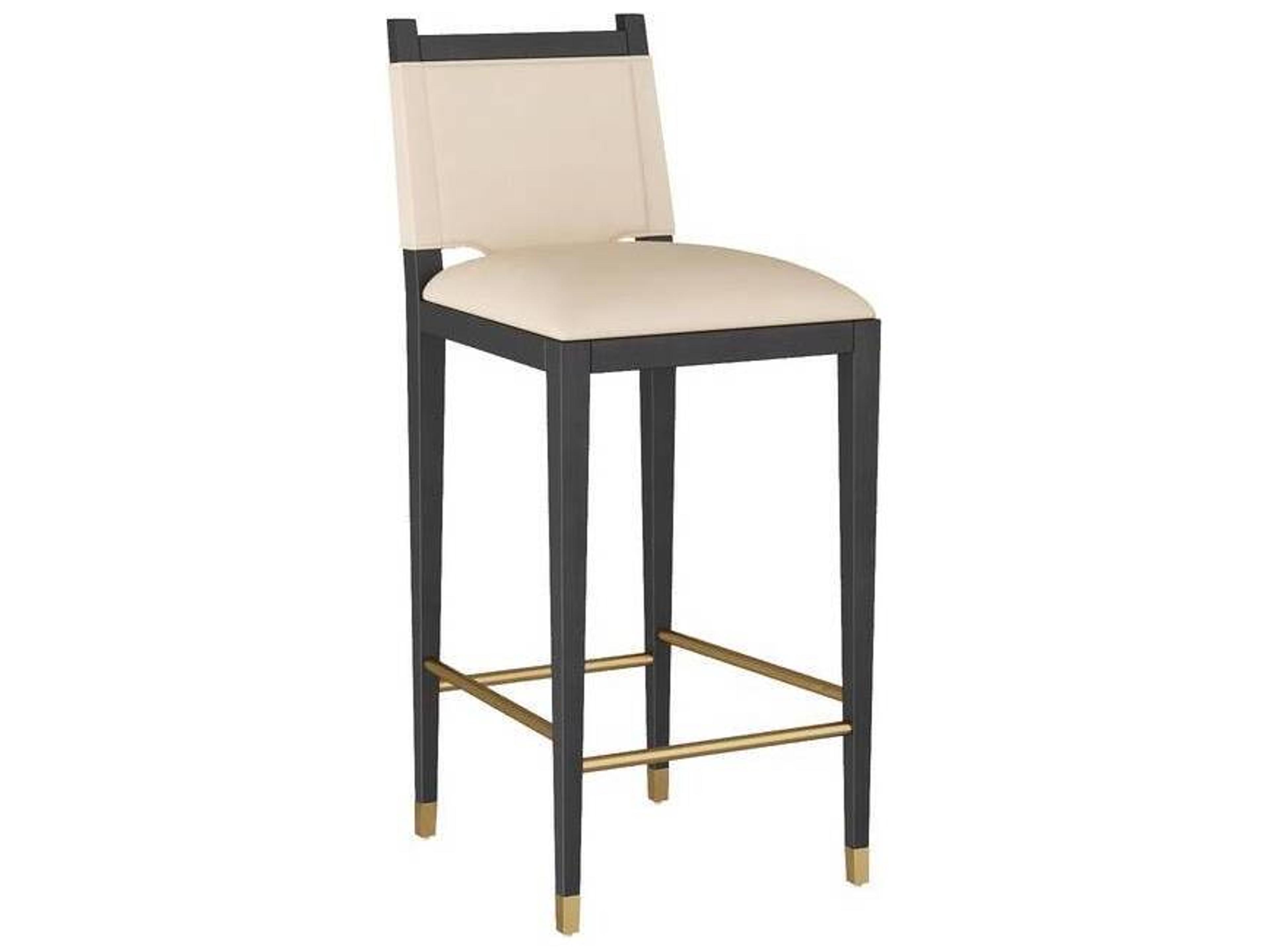 Burdock Vanilla Ebony Upholstered Beech Wood Bar Stool