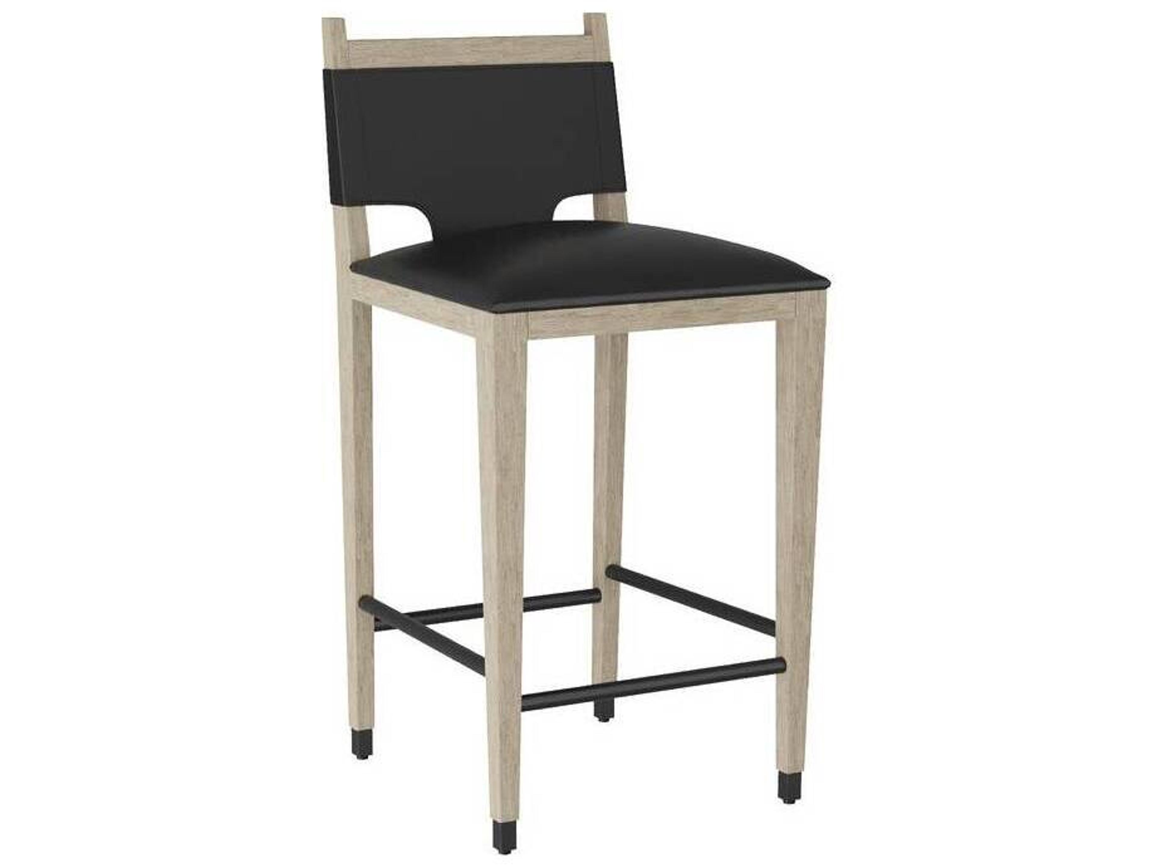 Burdock Black Smoke Upholstered Beech Wood Bar Stool