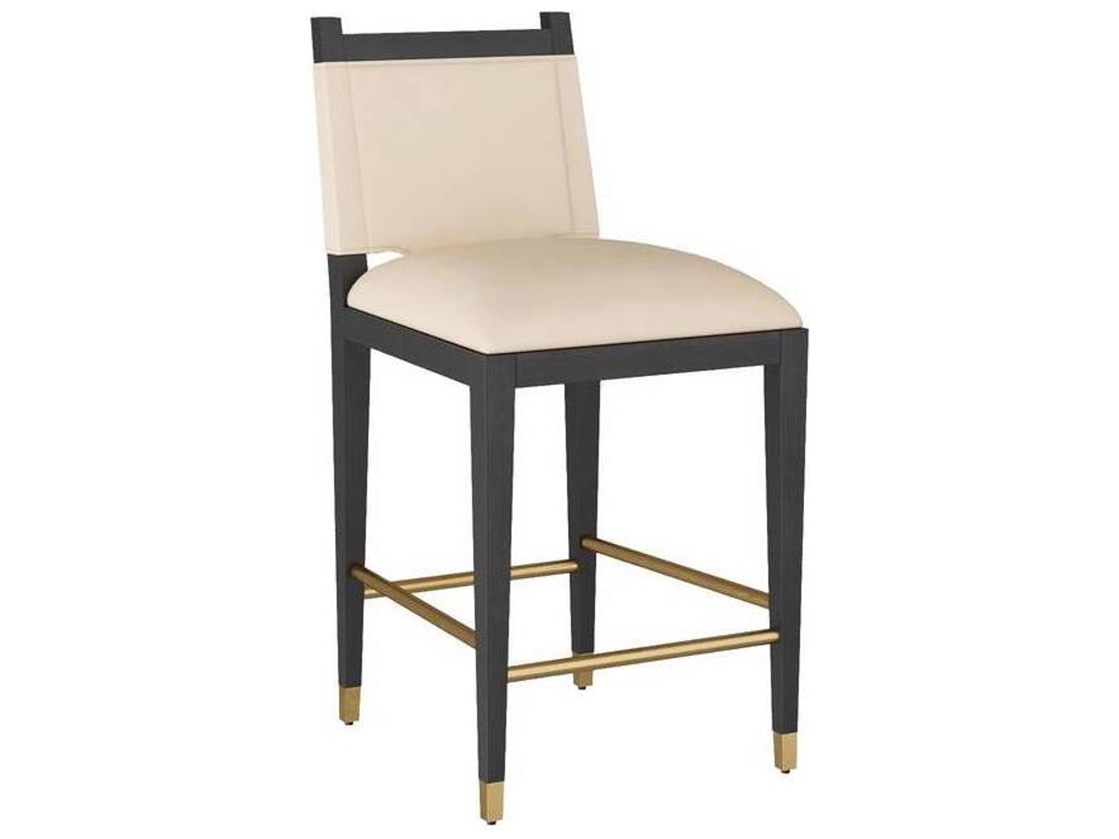 Burdock Vanilla Ebony Upholstered Beech Wood Counter Stool
