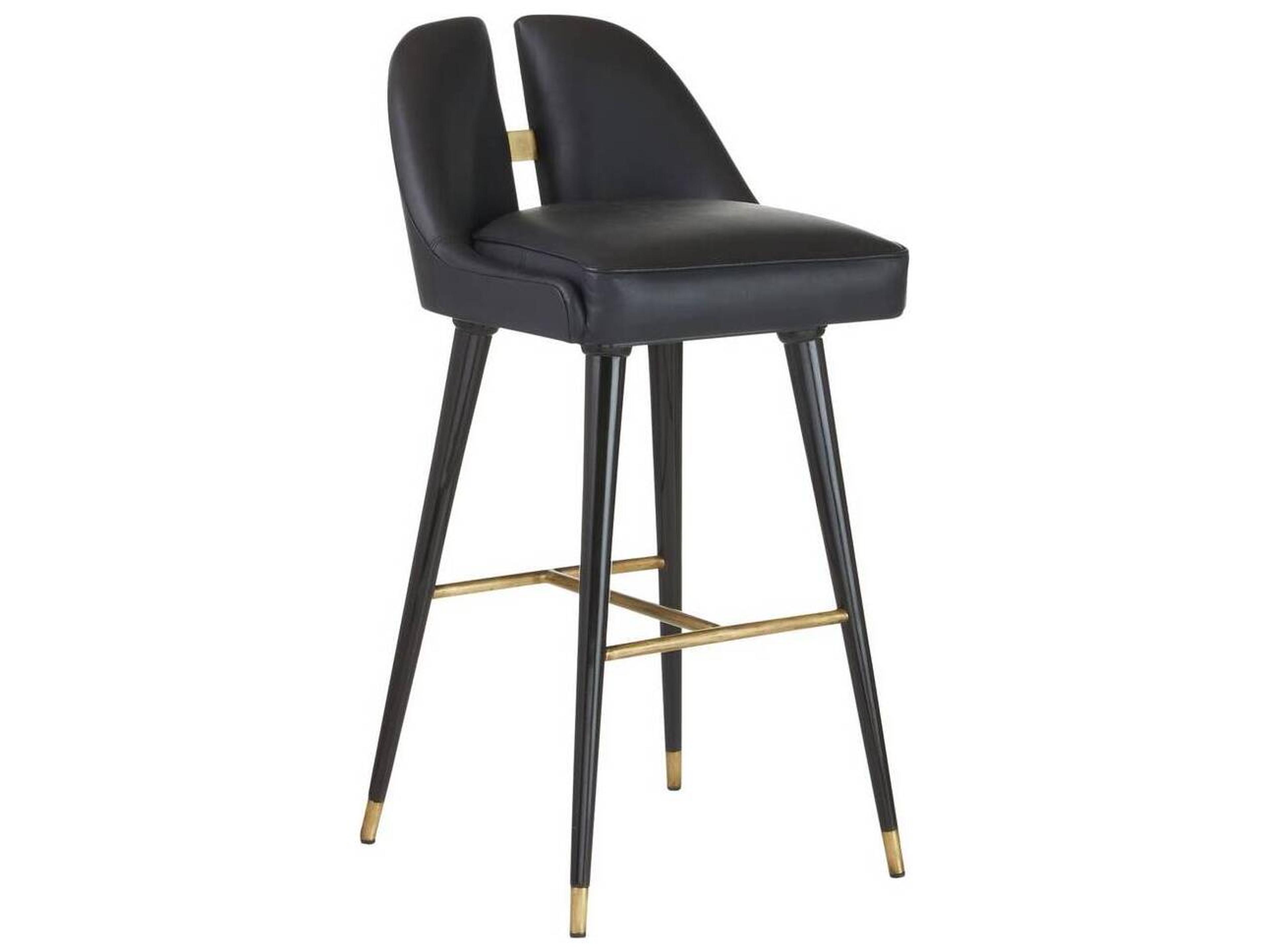 Crowley Black Ebony Leather Bar Stool