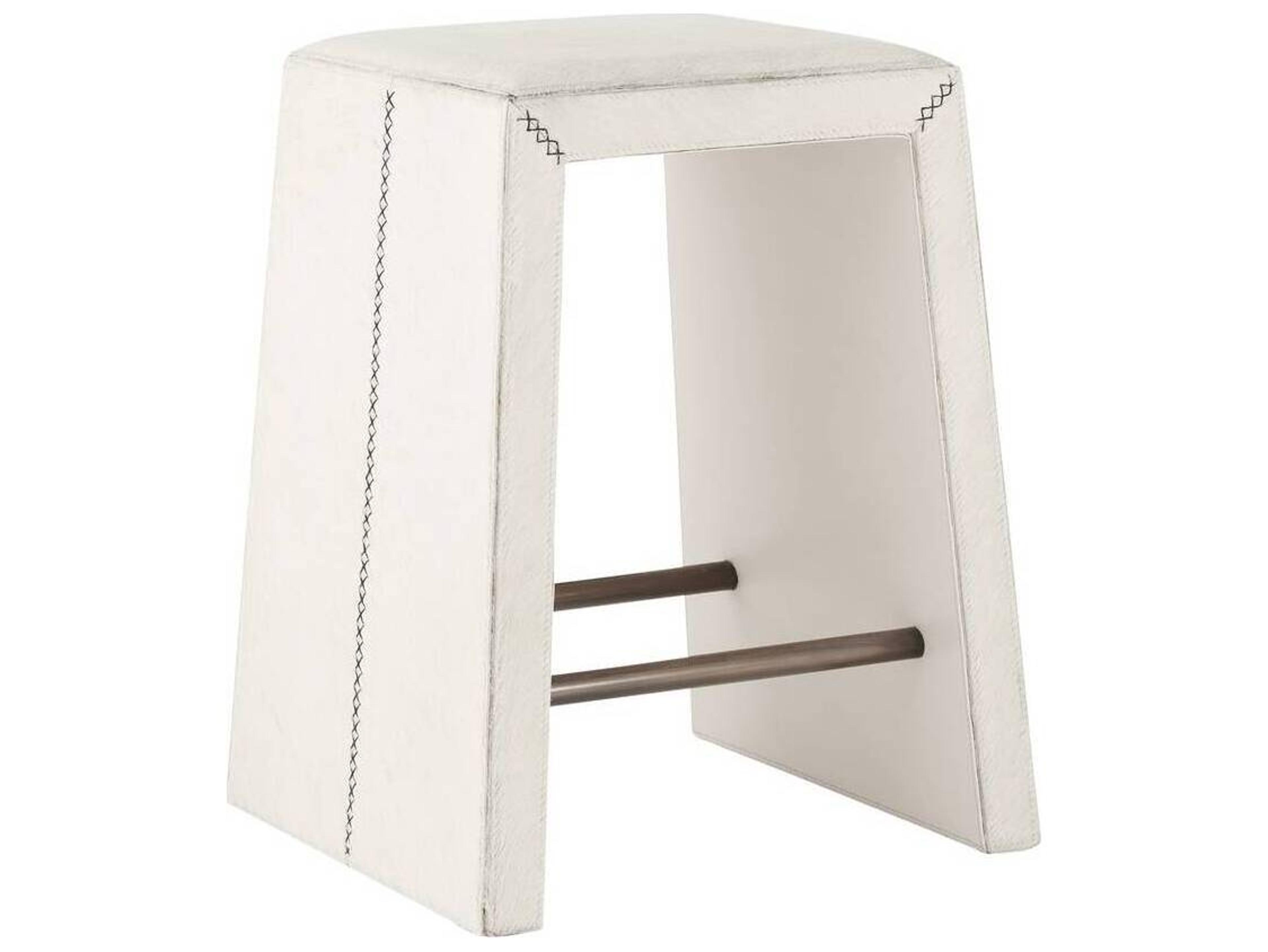 White Antique Brass Upholstered Counter Stool Cowan