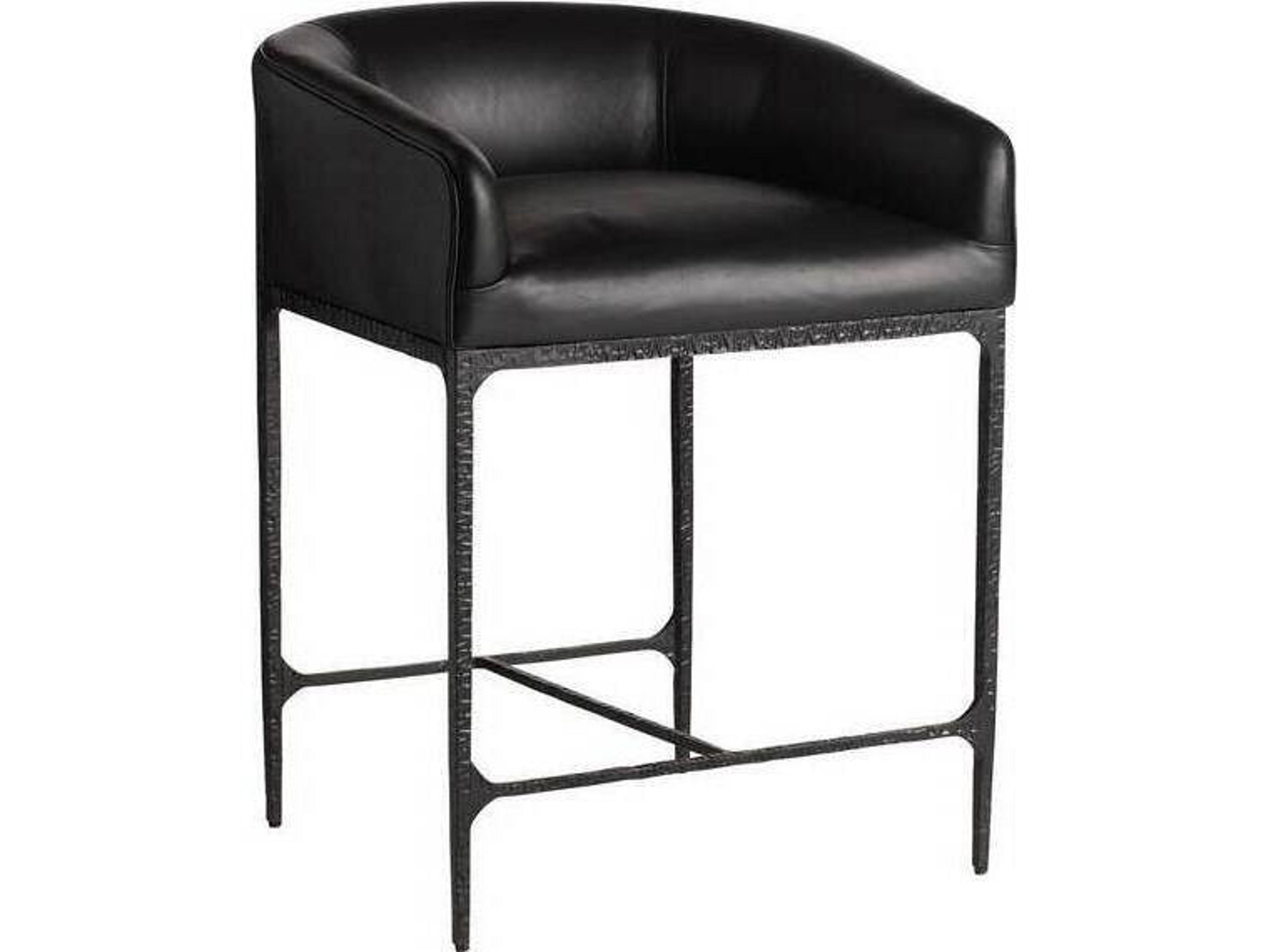 Osbourne Black Blackened Iron Leather Counter Stool
