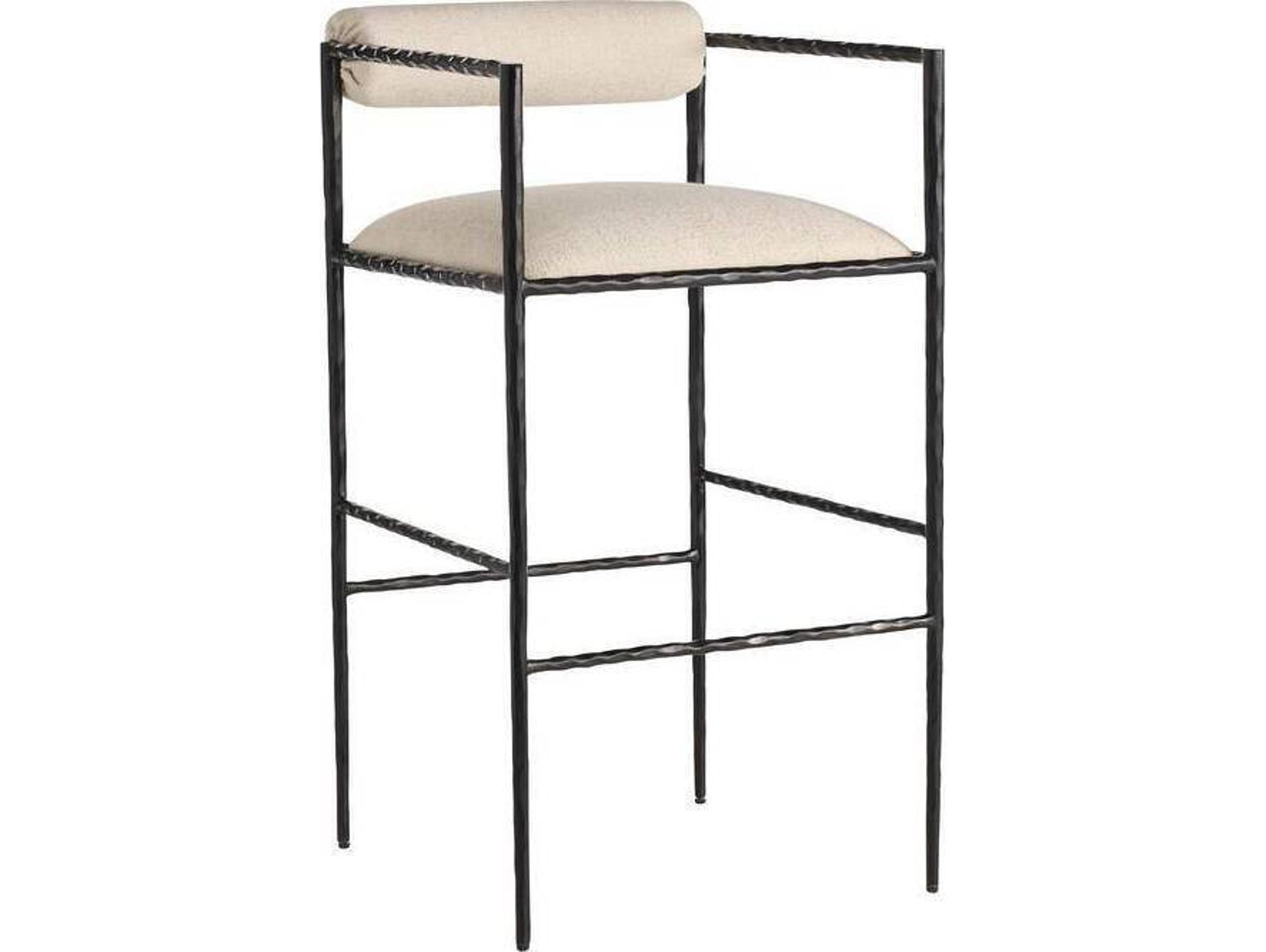 Barbana Oxford White Natural Iron Upholstered Bar Stool