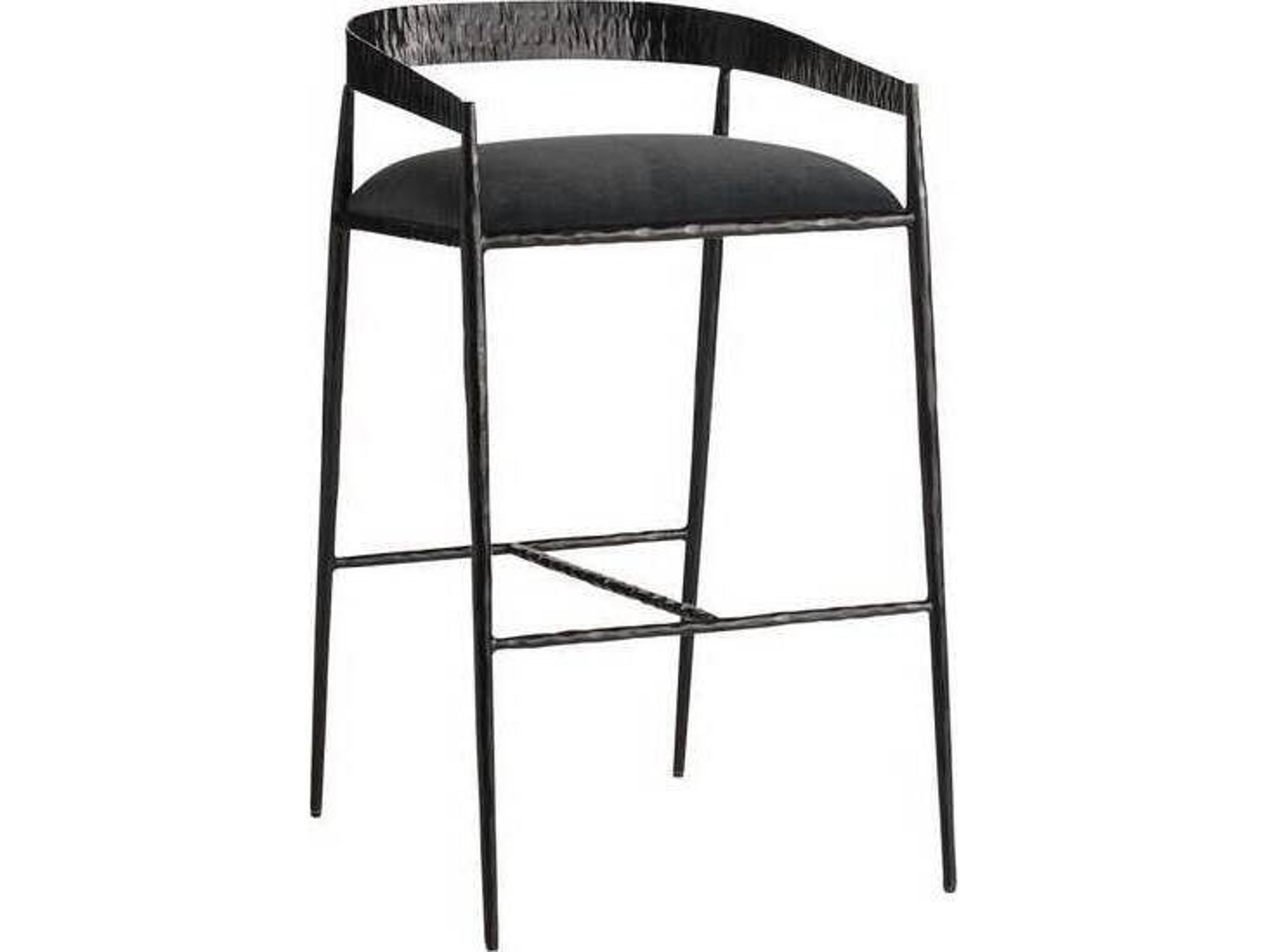 Ansel Midnight Grey Natural Iron Upholstered Bar Stool