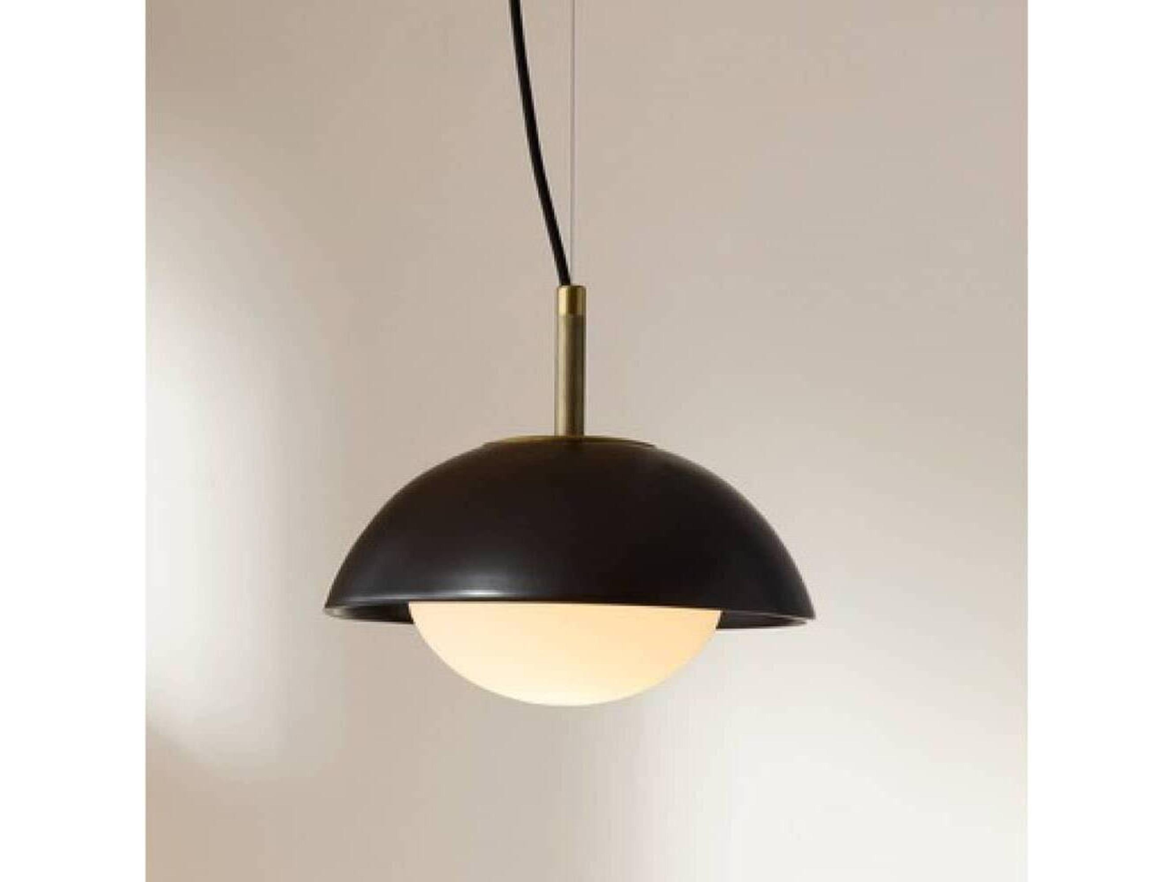 Arteriors Home Glaze 1-Light Matte Black Antique Brass Dome Mini Pendant