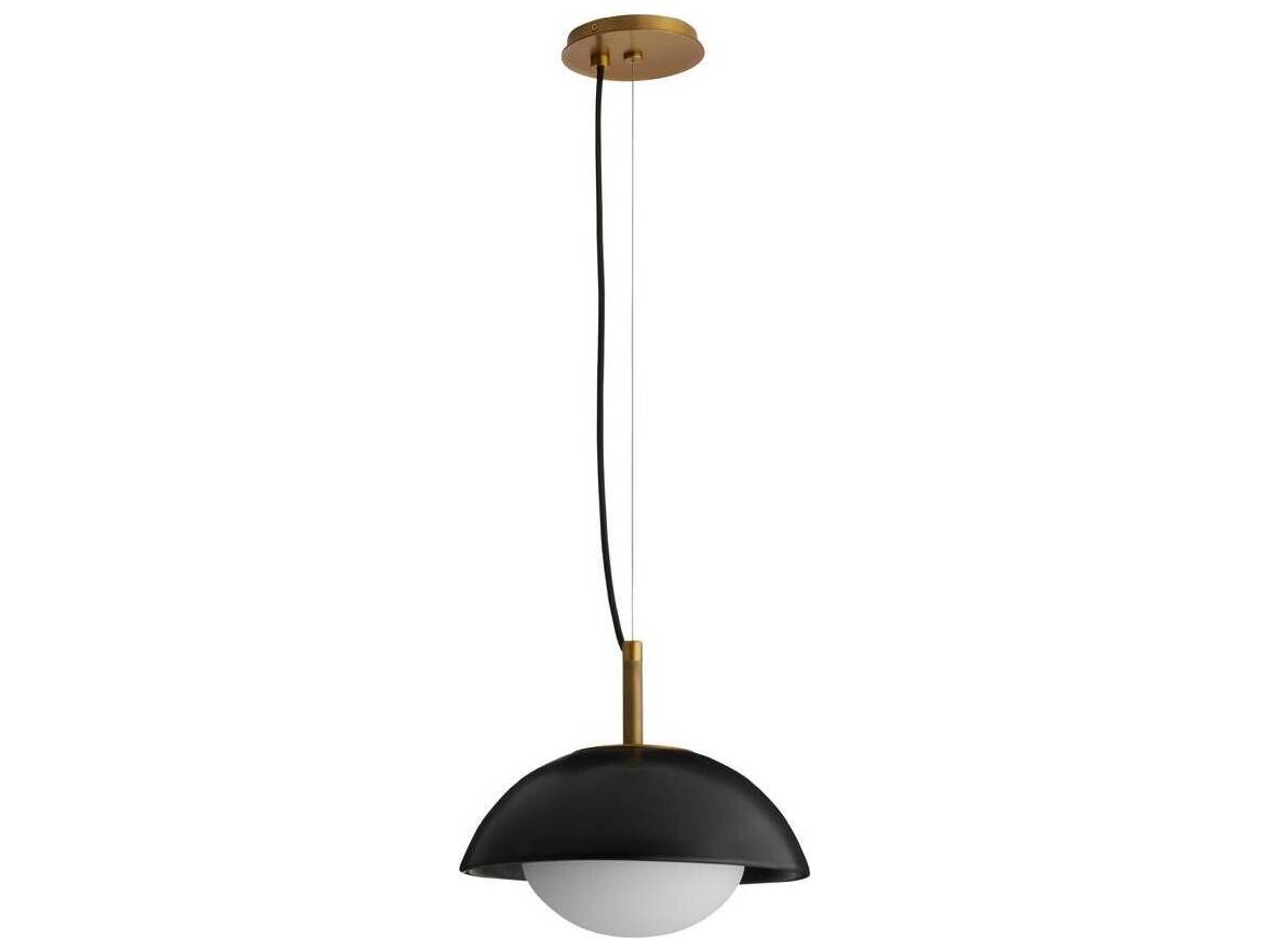 Arteriors Home Glaze 1-Light Matte Black Antique Brass Dome Mini Pendant