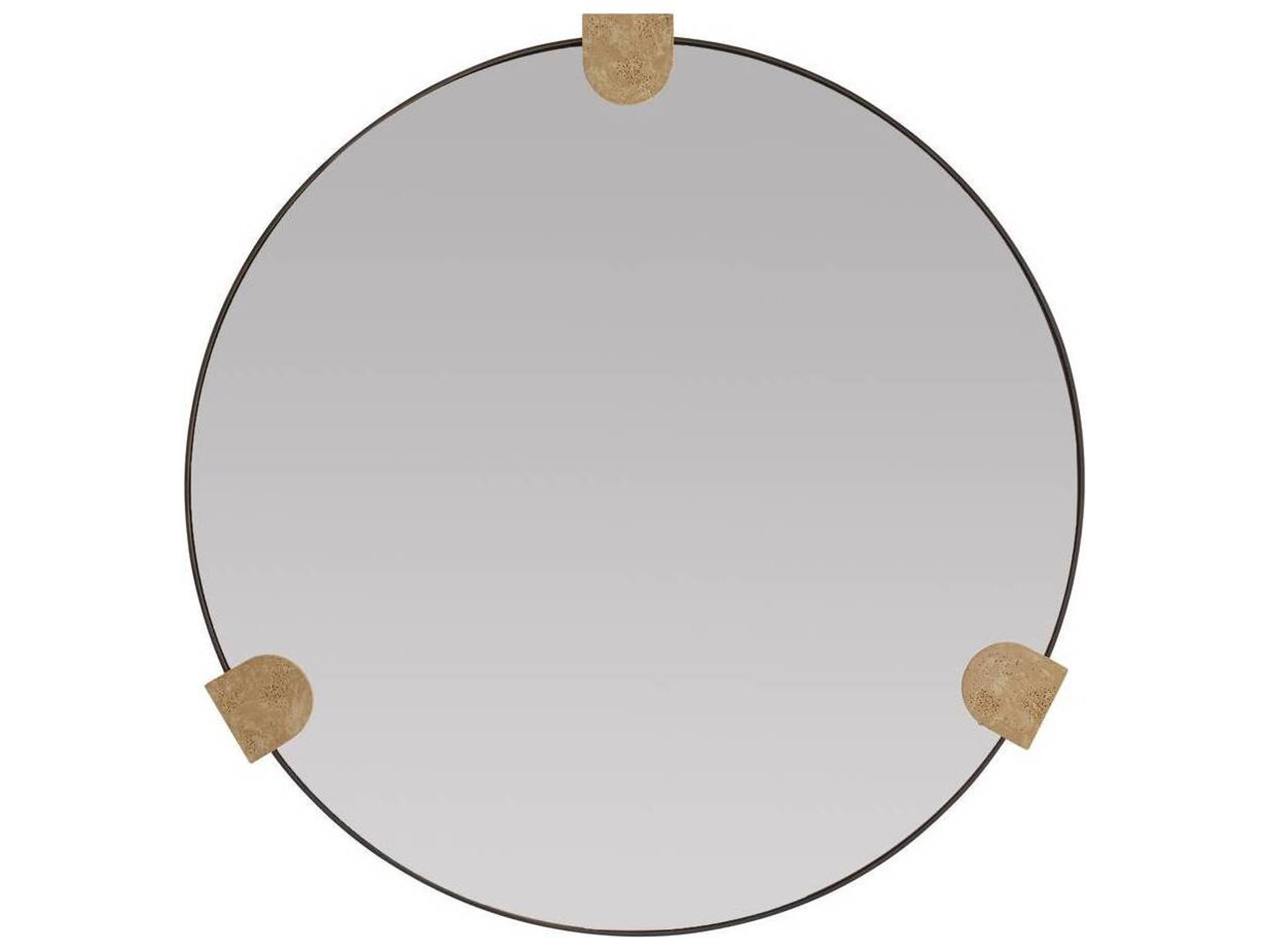 Arteriors Home Bronze Faux Travertine Wall Mirror Round