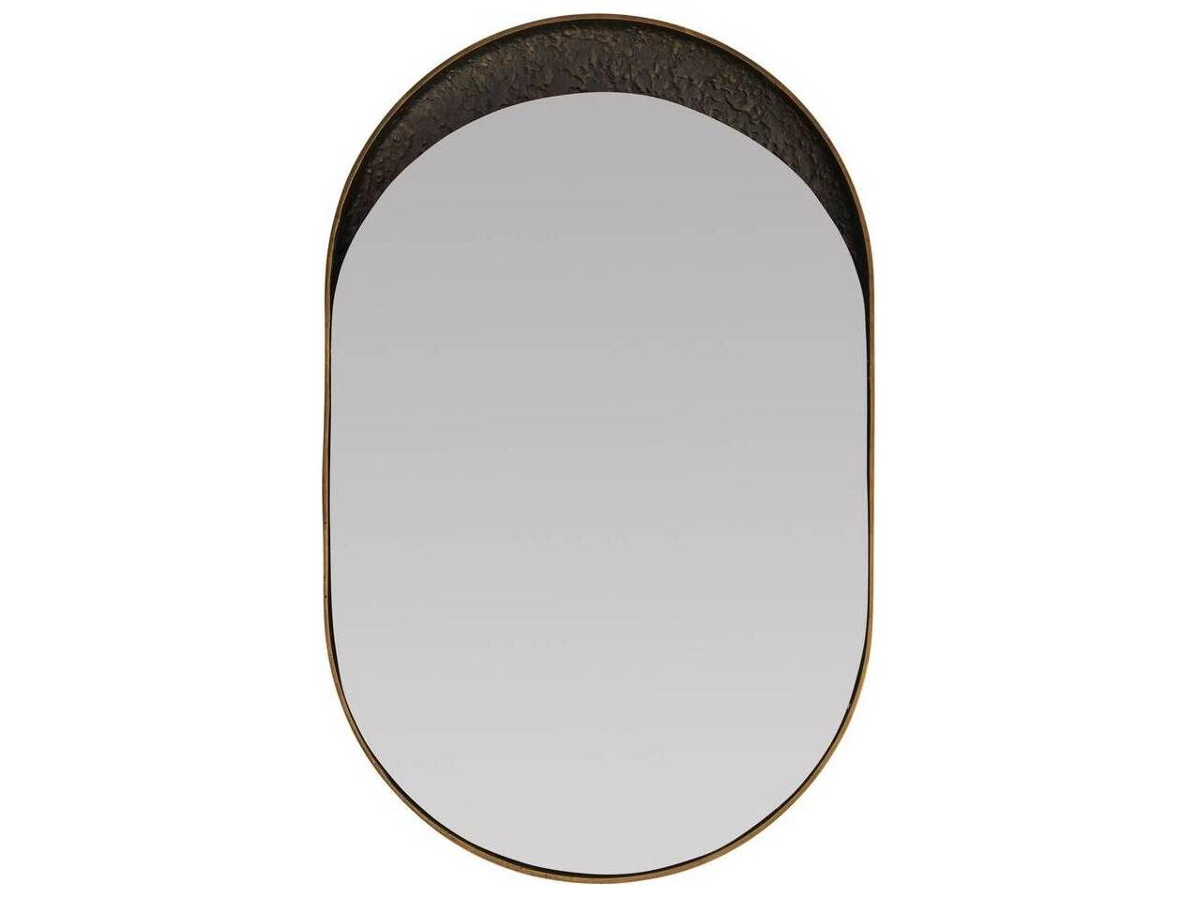 Arteriors Home Inset Antique Brass Bronze Wall Mirror Oval