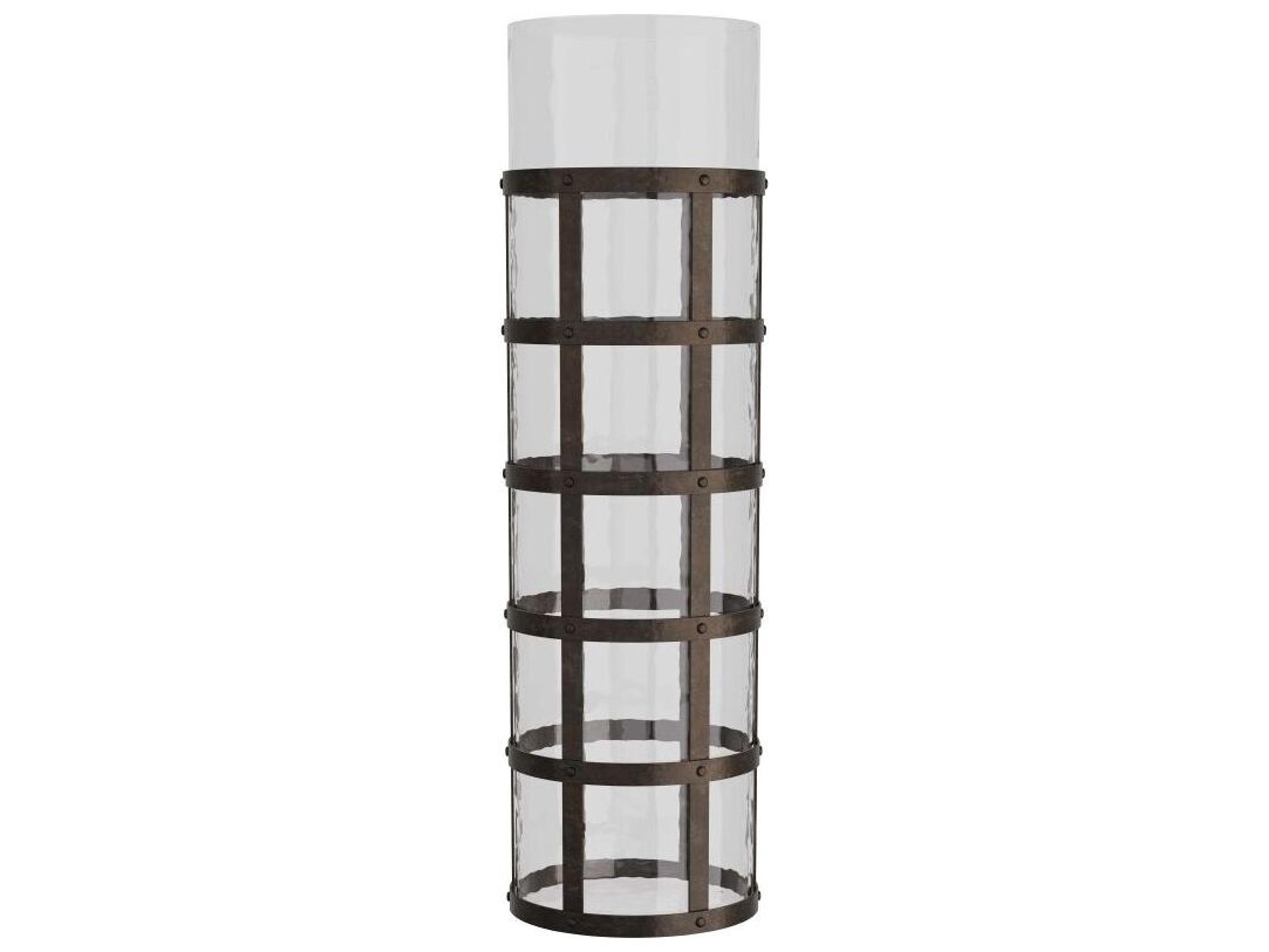 Arteriors Home Rivet Blackened Iron Clear Vase