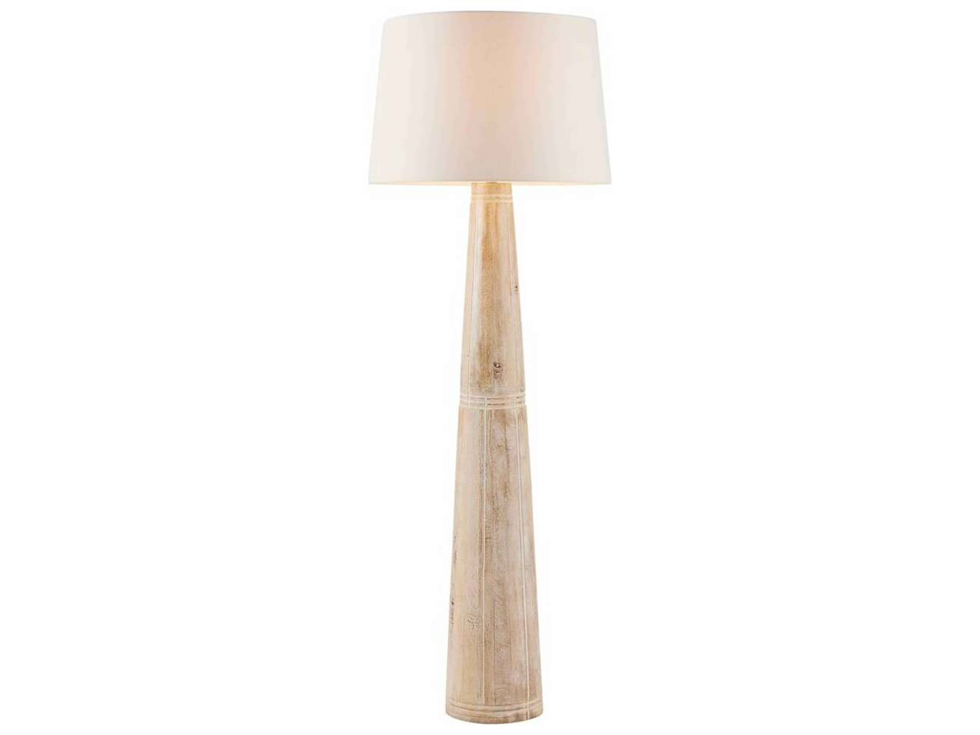 Arteriors Home Elmhurst Whitewashed Polished Nickel Wood Floor Lamp