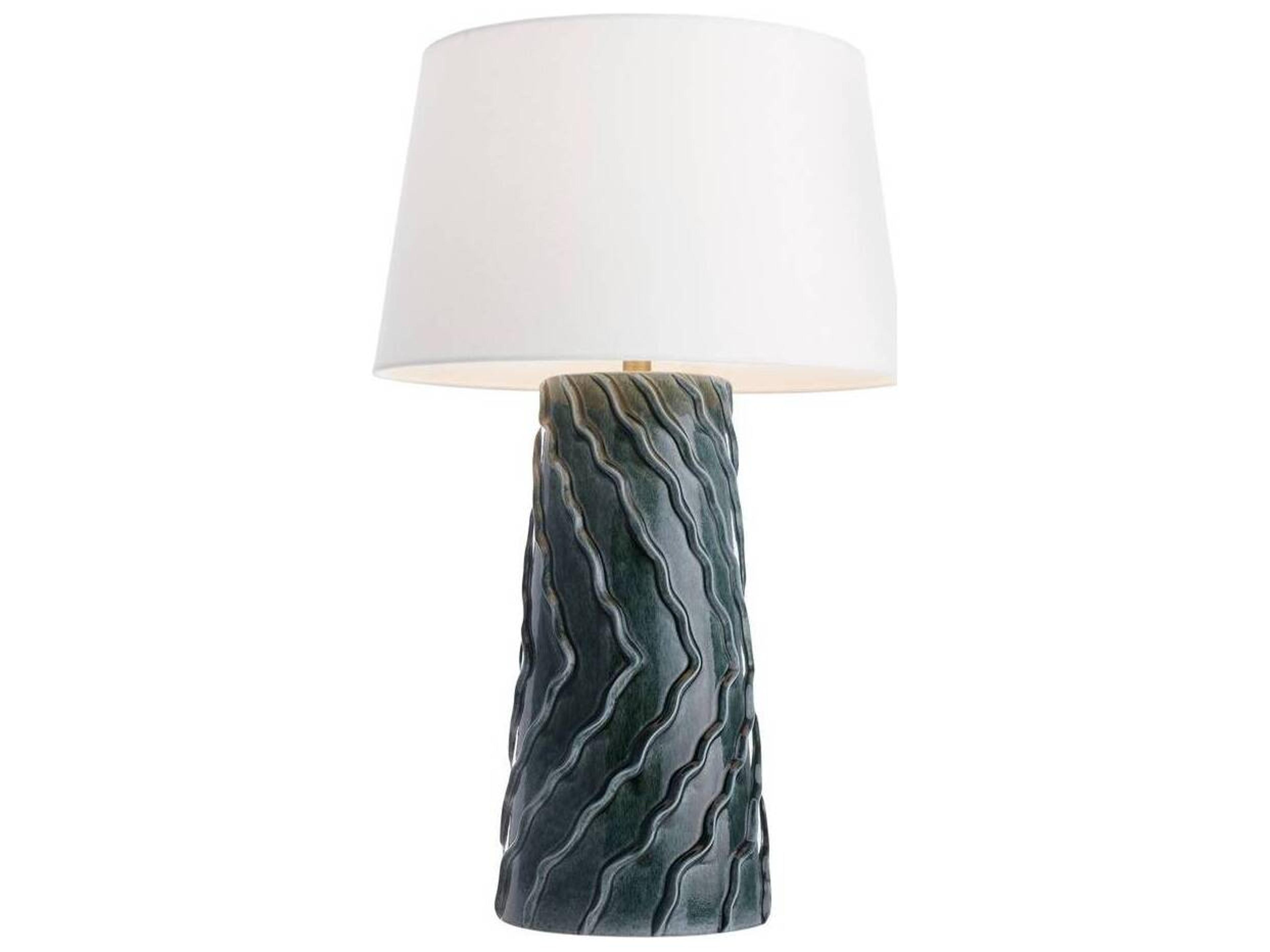 Huron Amalfi Antique Brass Blue Buffet Lamp