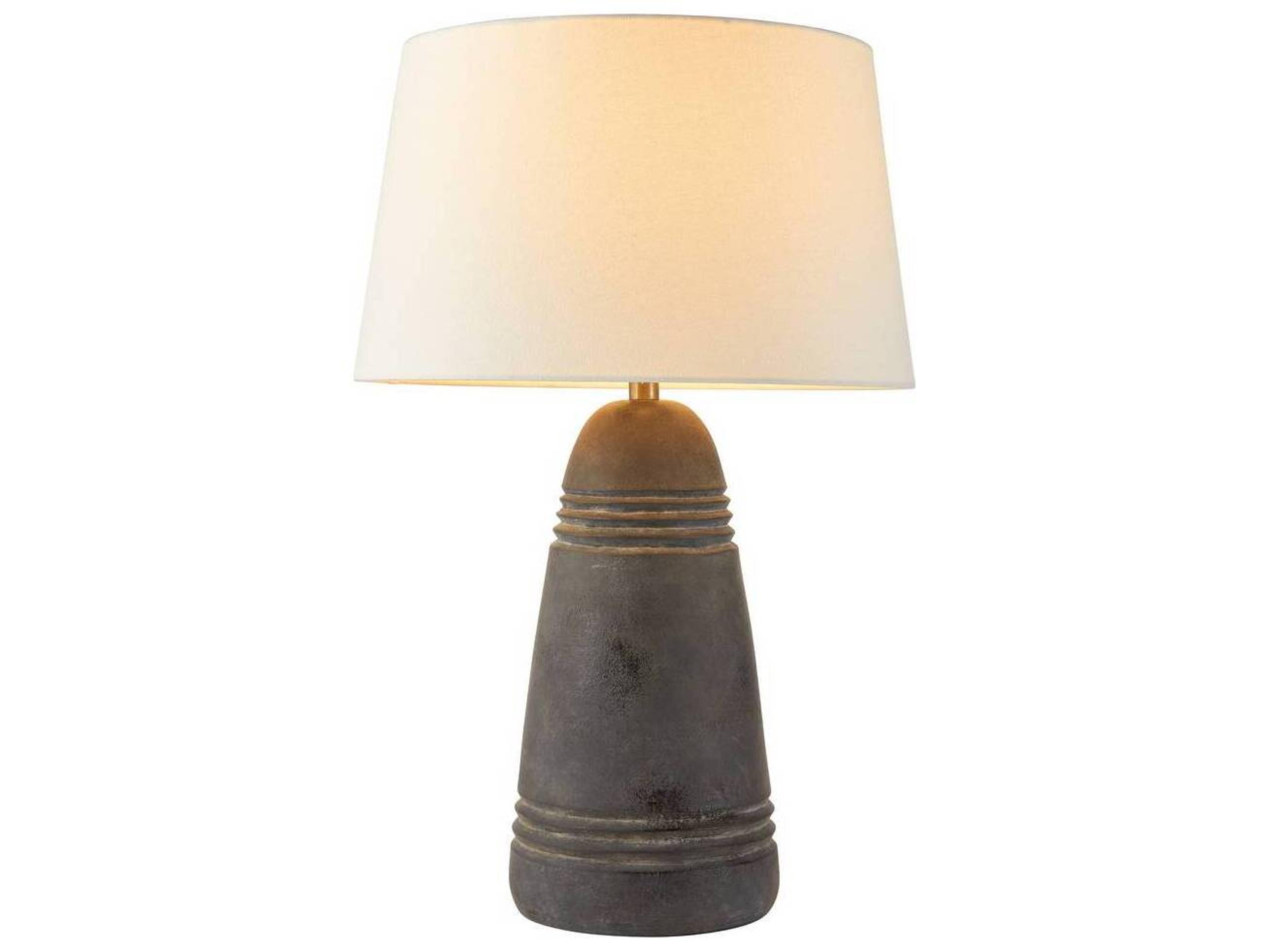 Arteriors Home Django Matte Charcoal Antique Brass White Buffet Lamp