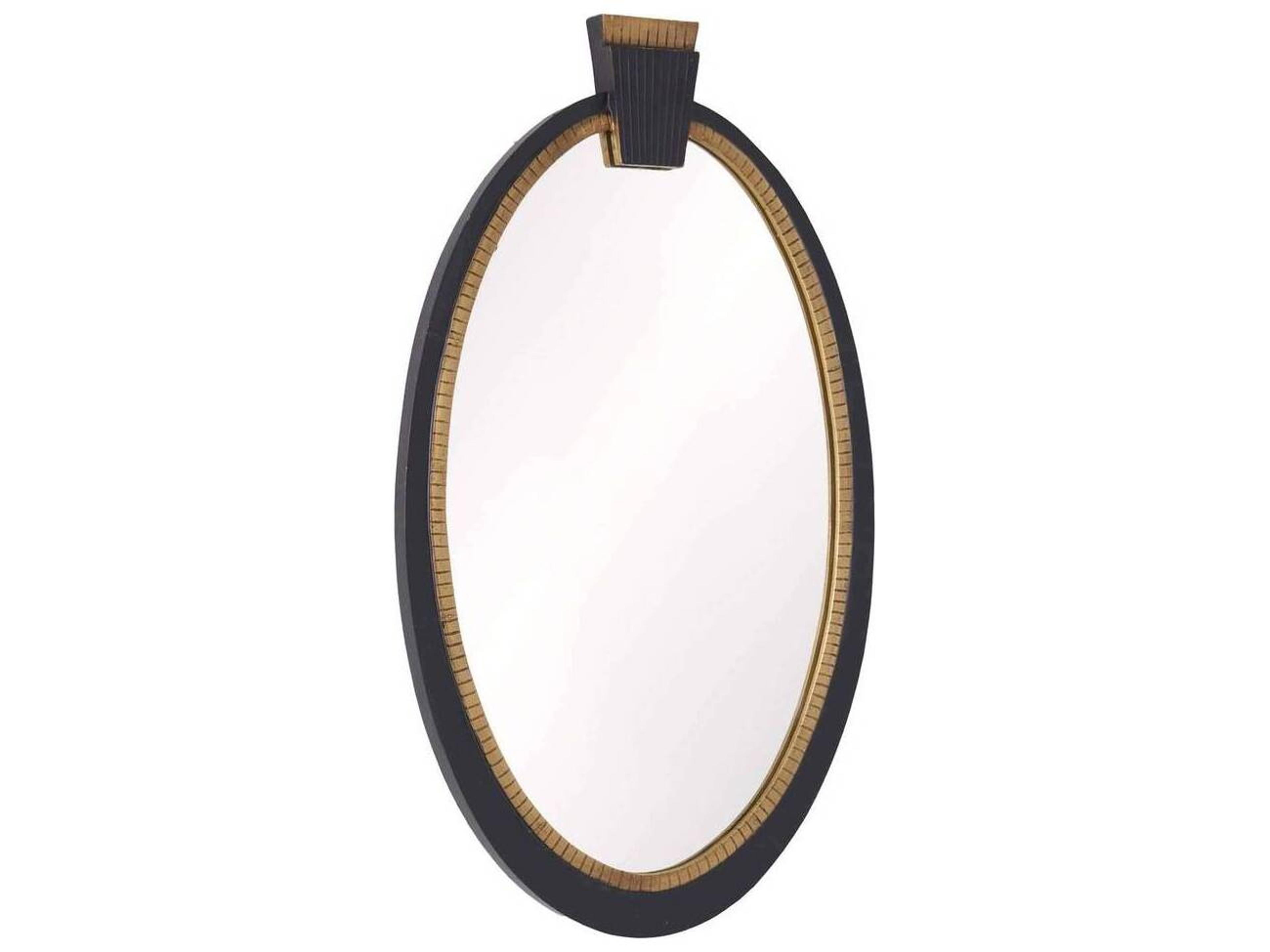 Arteriors Home Ebony Antique Brass Wall Mirror Oval