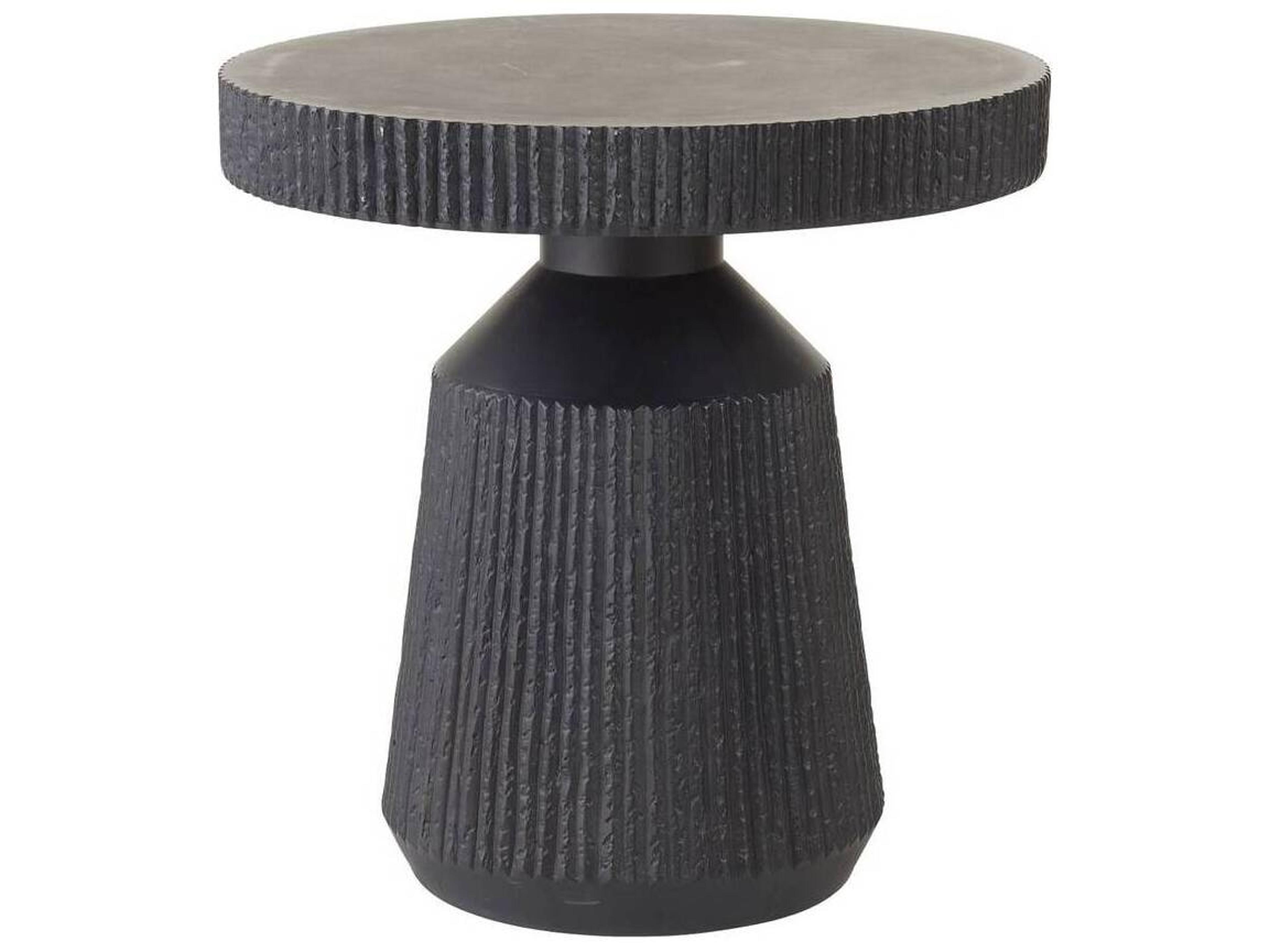 Arteriors Outdoor Boyden Black Concrete Round End Table