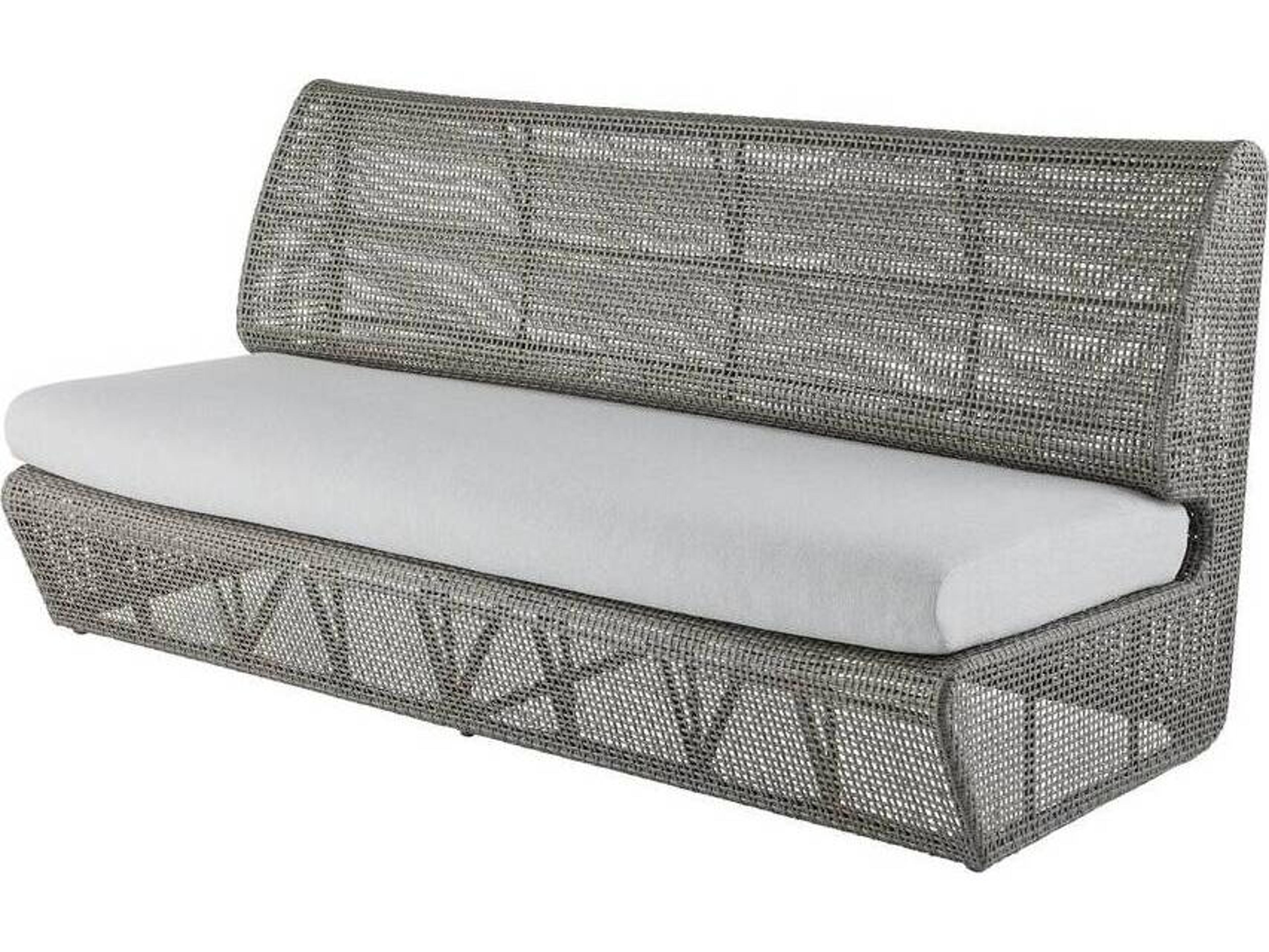 Arteriors Outdoor Dupont Porpoise Weathered Gray Wicker Cushion Sofa