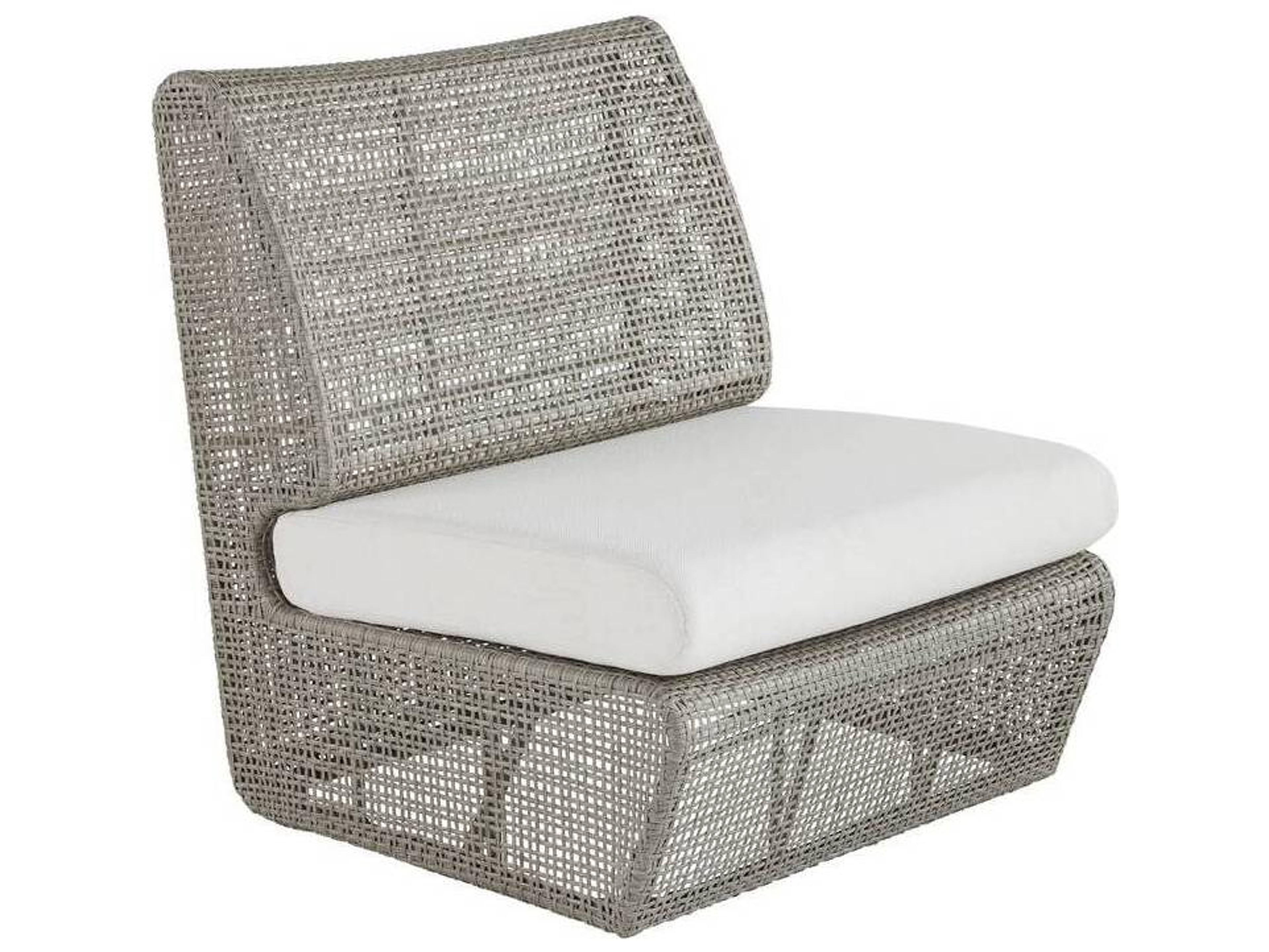Arteriors Outdoor Dupont Pearl Weathered Gray Wicker Cushion Lounge Chair
