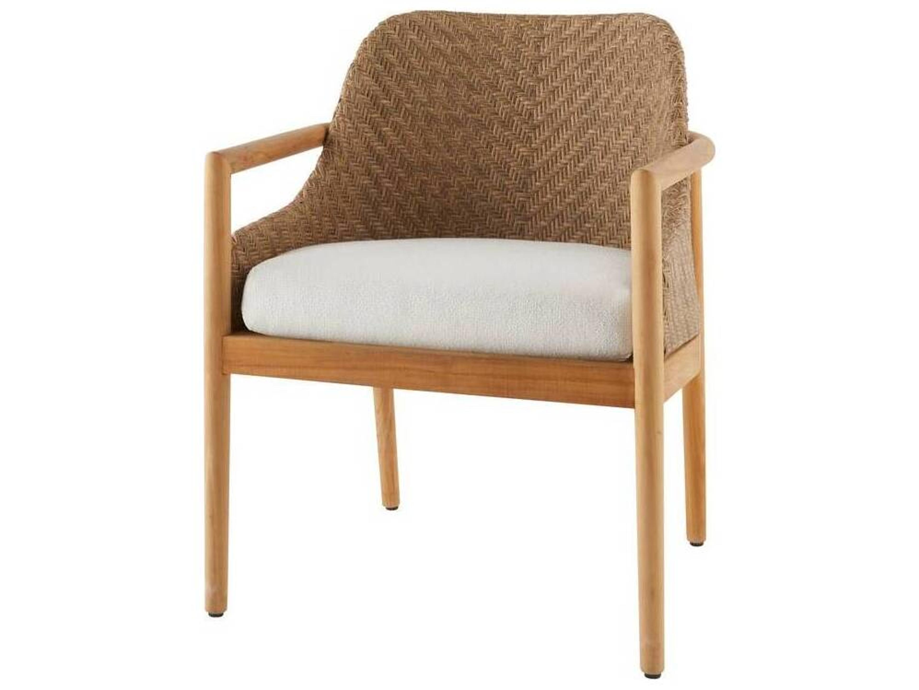 Arteriors Outdoor Chilton Pearl Dark Blonde Teak Cushion Dining Chair