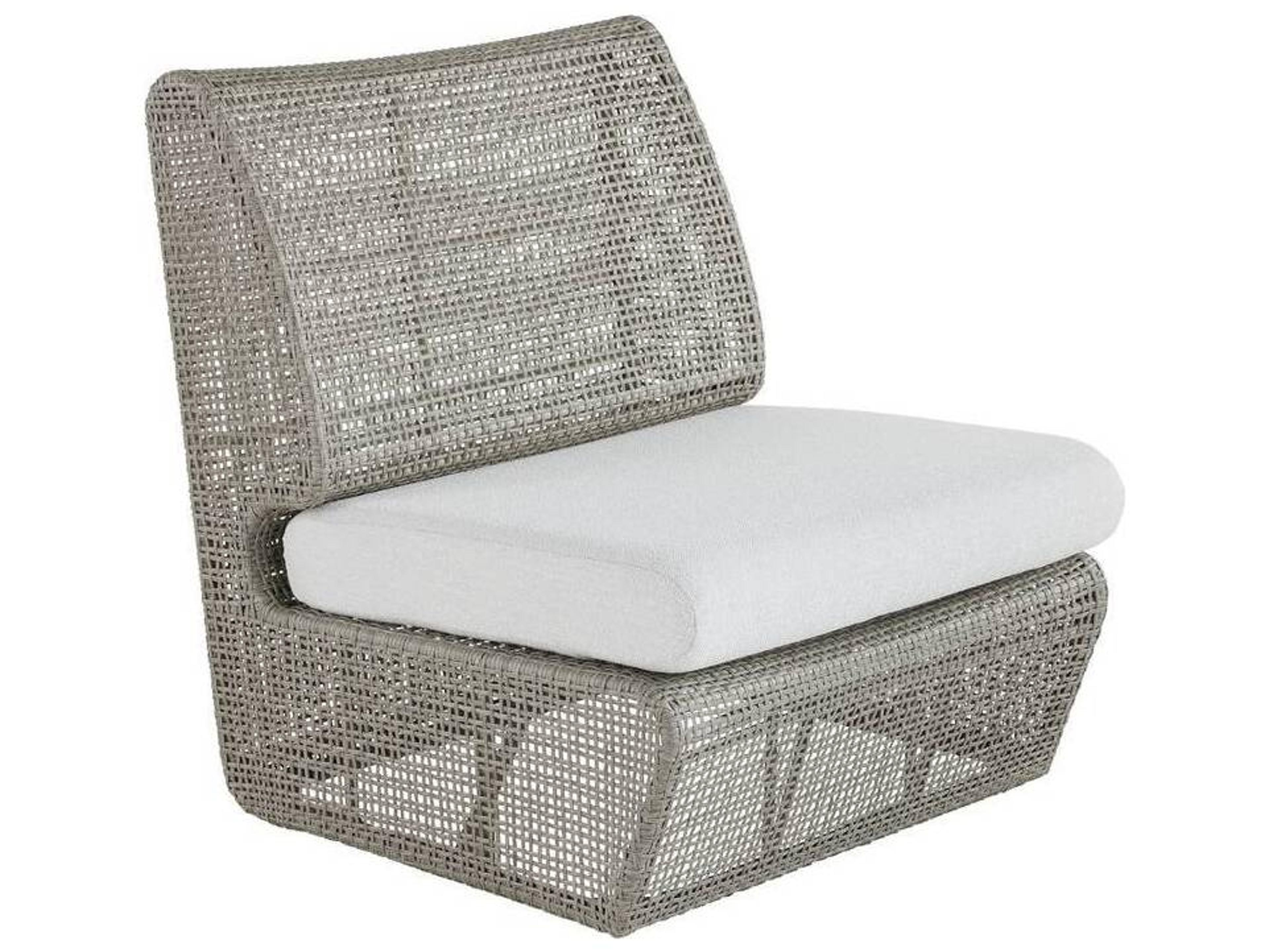 Arteriors Outdoor Dupont Porpoise Weathered Gray Wicker Cushion Lounge Chair