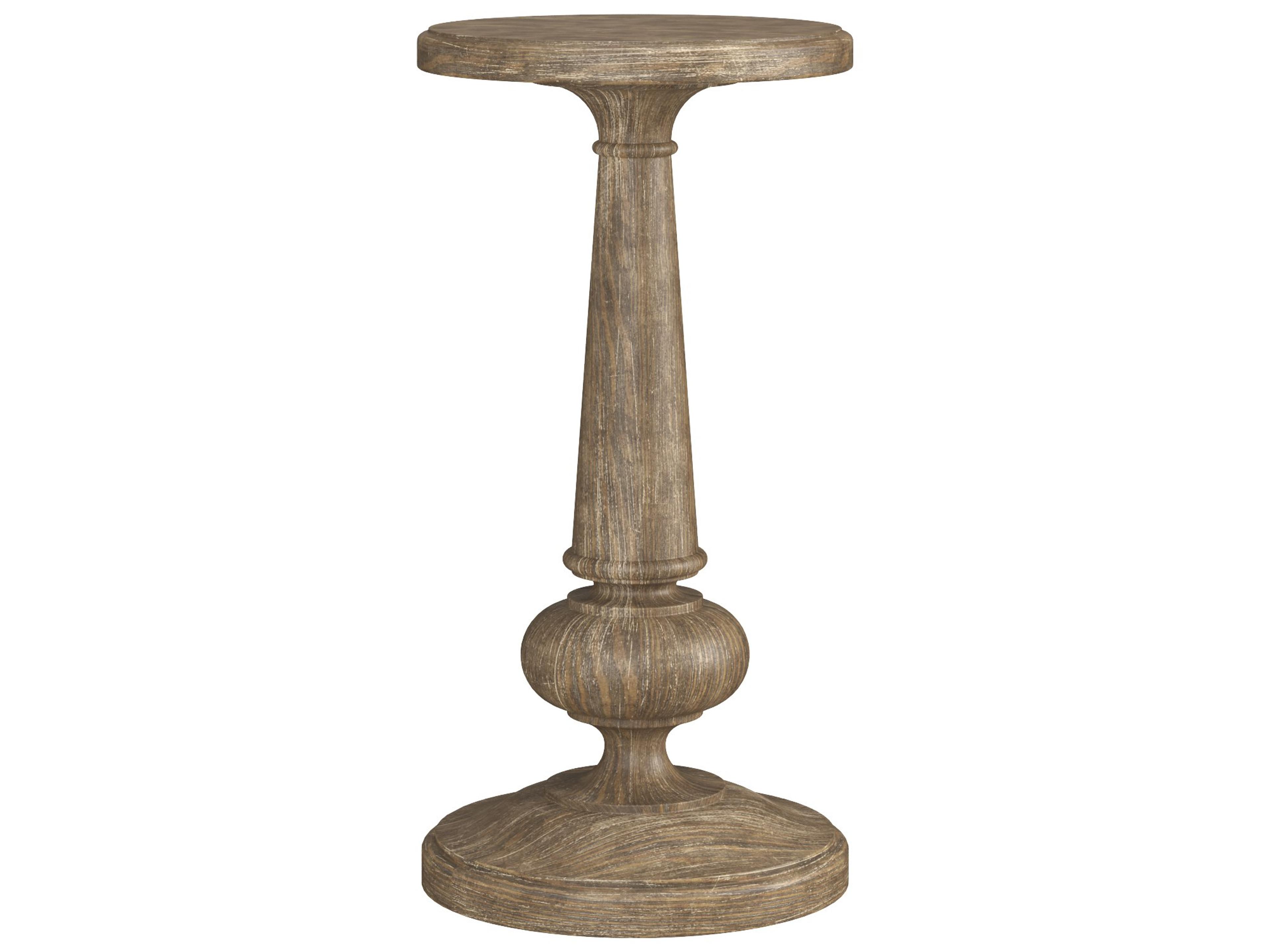 A.R.T. Furniture Architrave Round Wood Lightly Antiqued Distressed Brown End Table