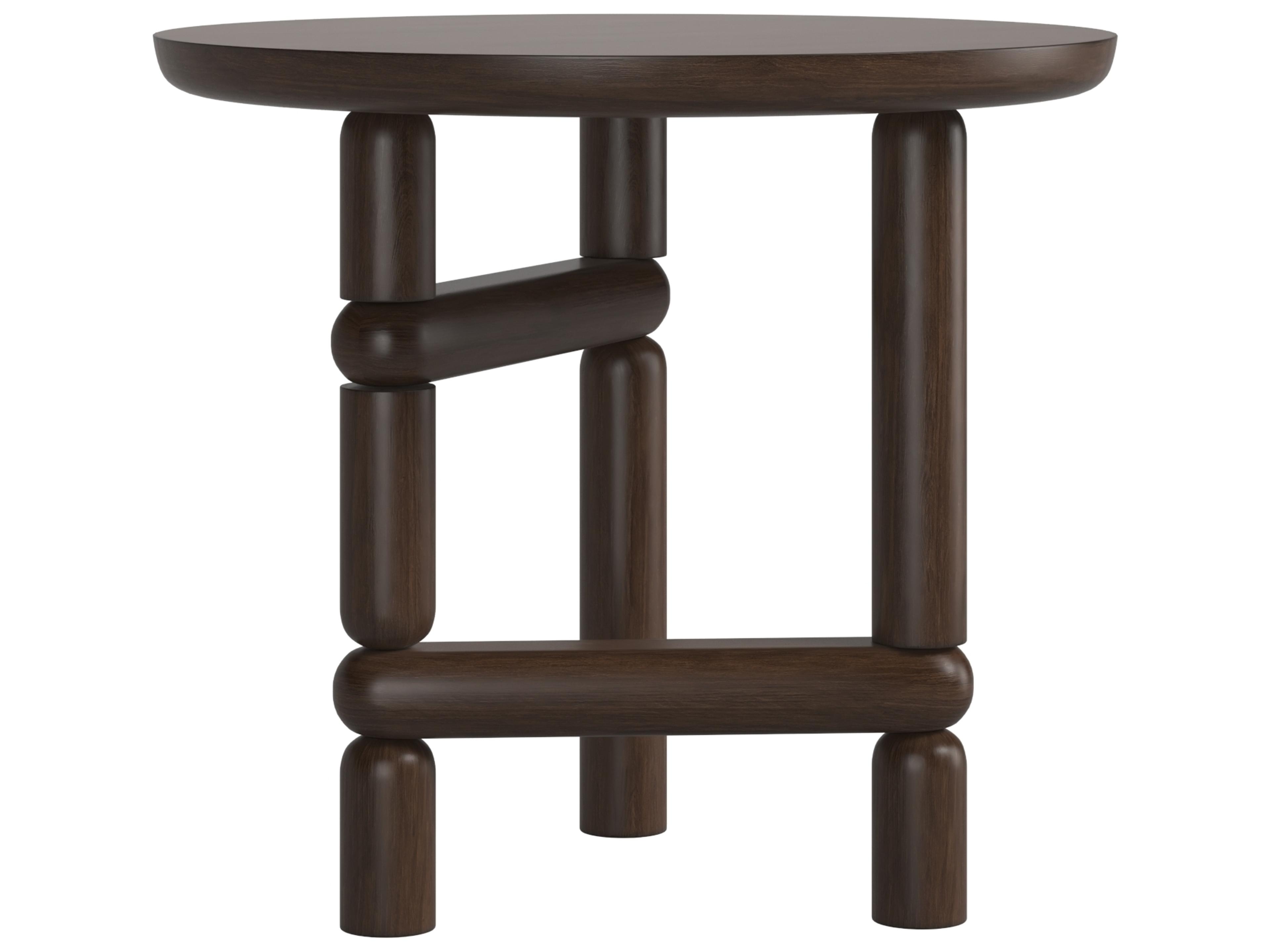 A.R.T. Furniture Verge Round Wood Brown Handcrated Walnut End Table