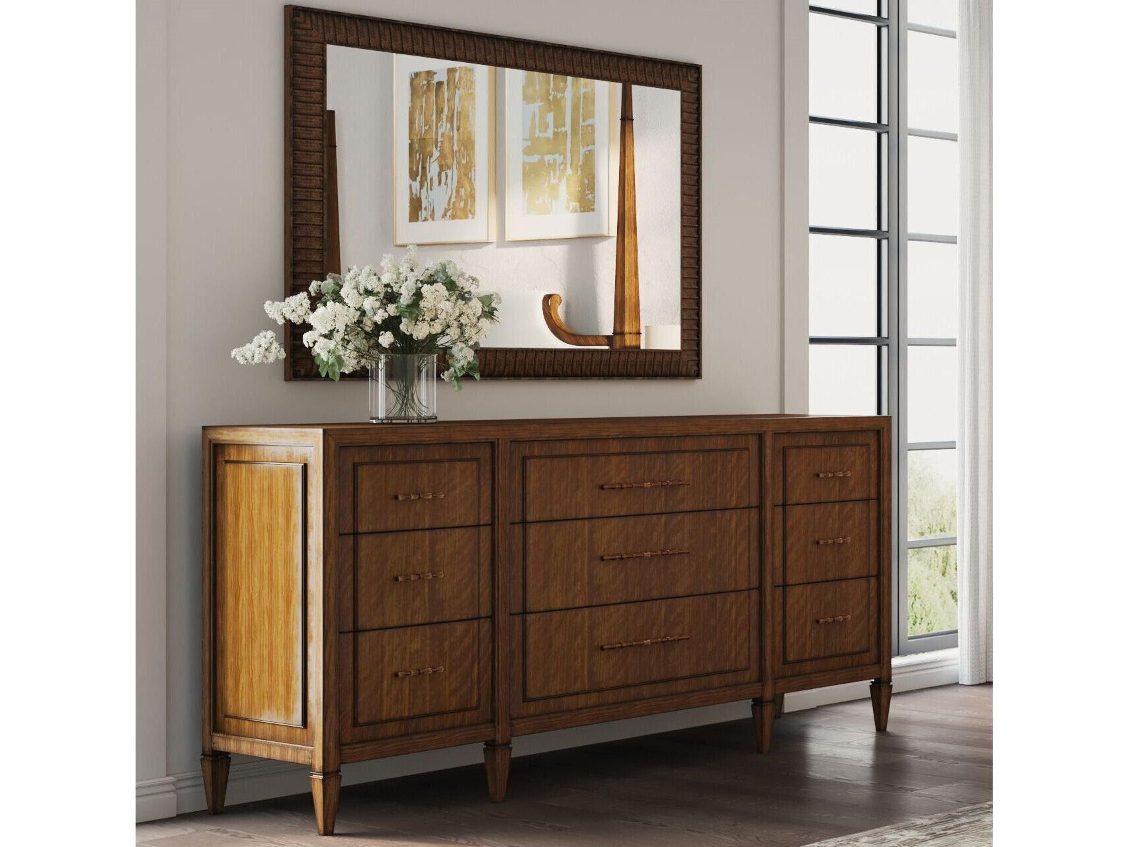 A.R.T Furniture Eave Brown Poplar Wood Dresser & Mirror Set