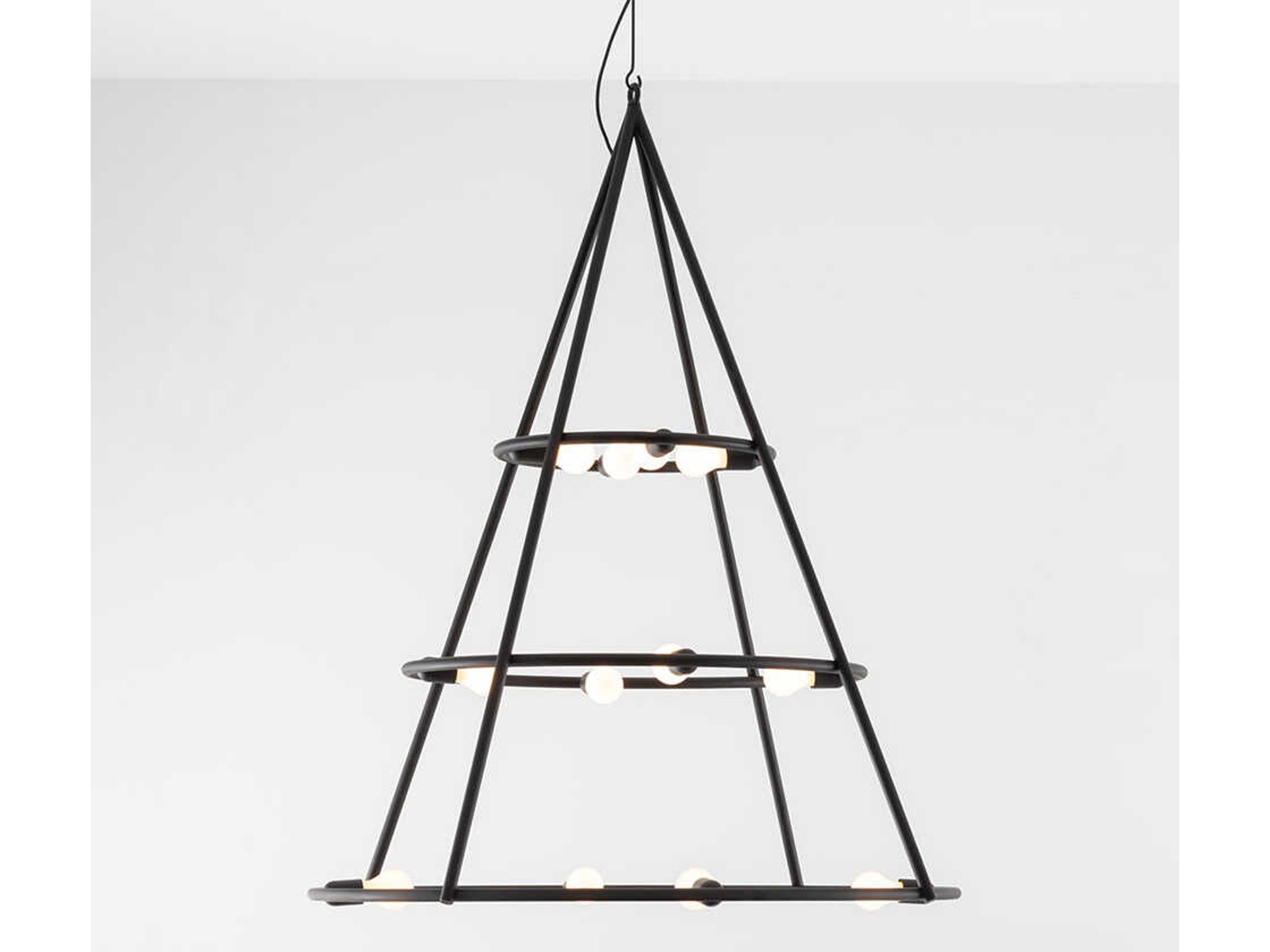 Artemide El Poris 12-Light Black Geometric Tiered Pendant