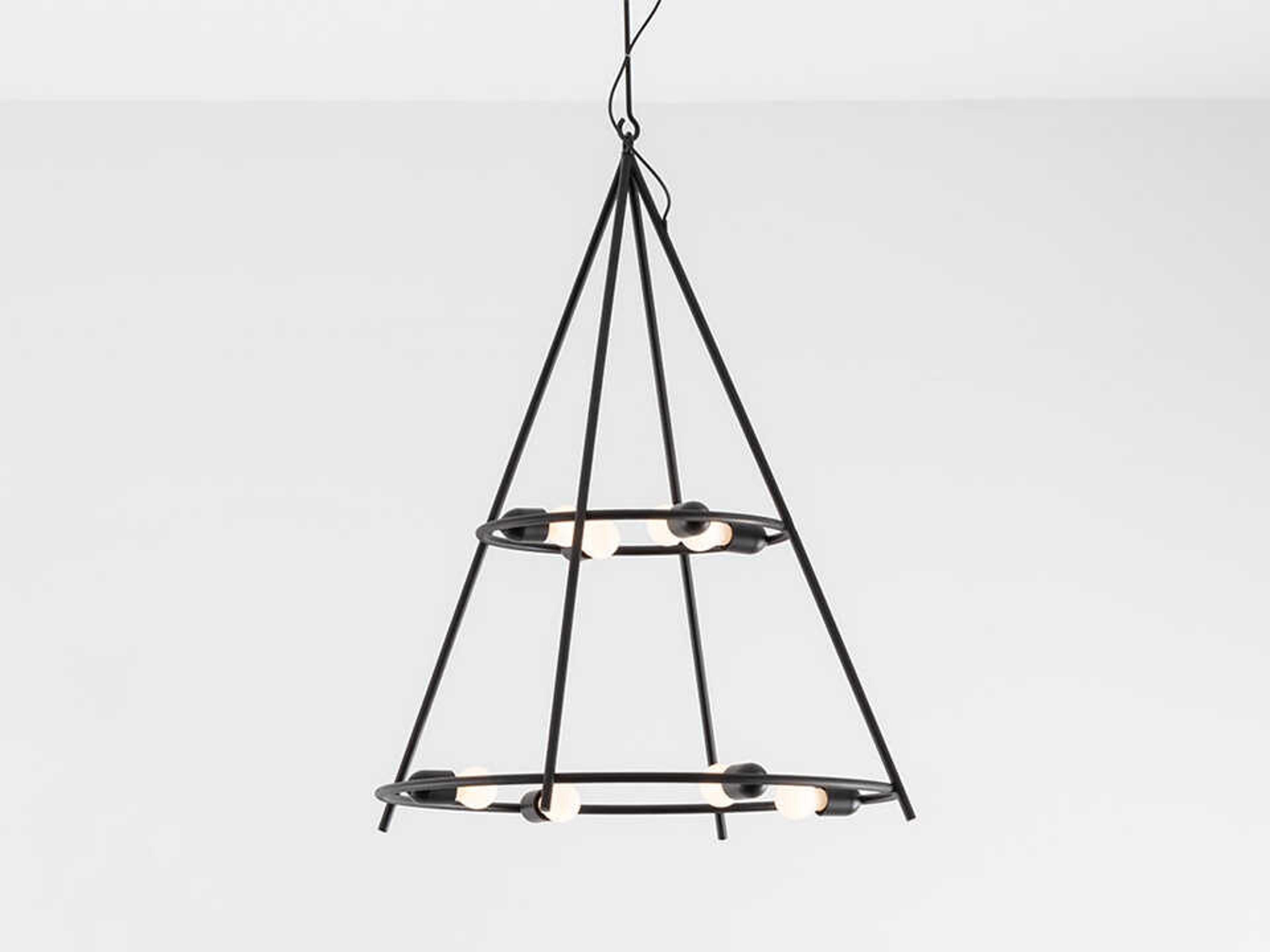 Artemide El Poris 8-Light Black Geometric Tiered Pendant