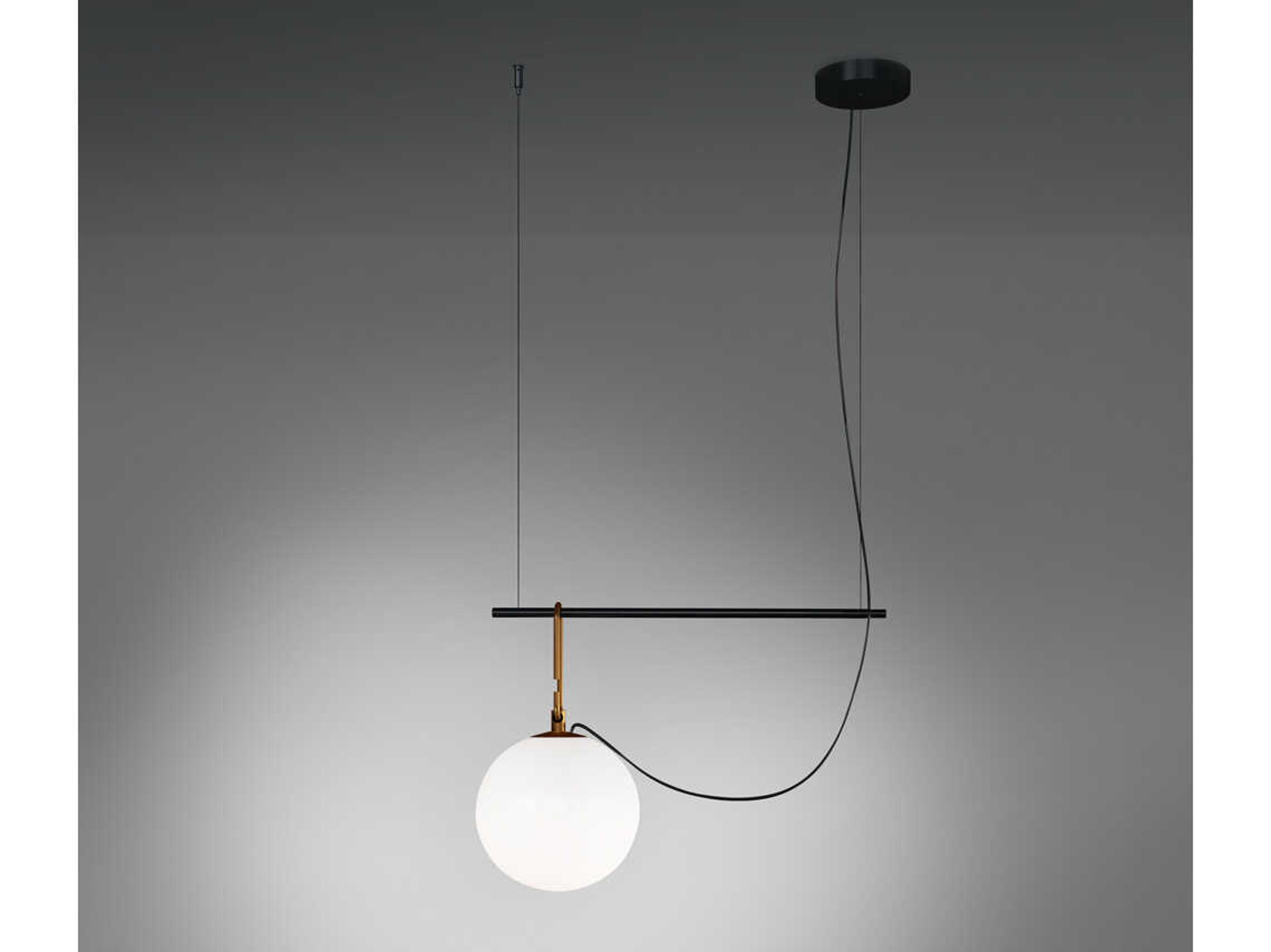 Artemide NH Brushed Brass Black Globe Island Pendant
