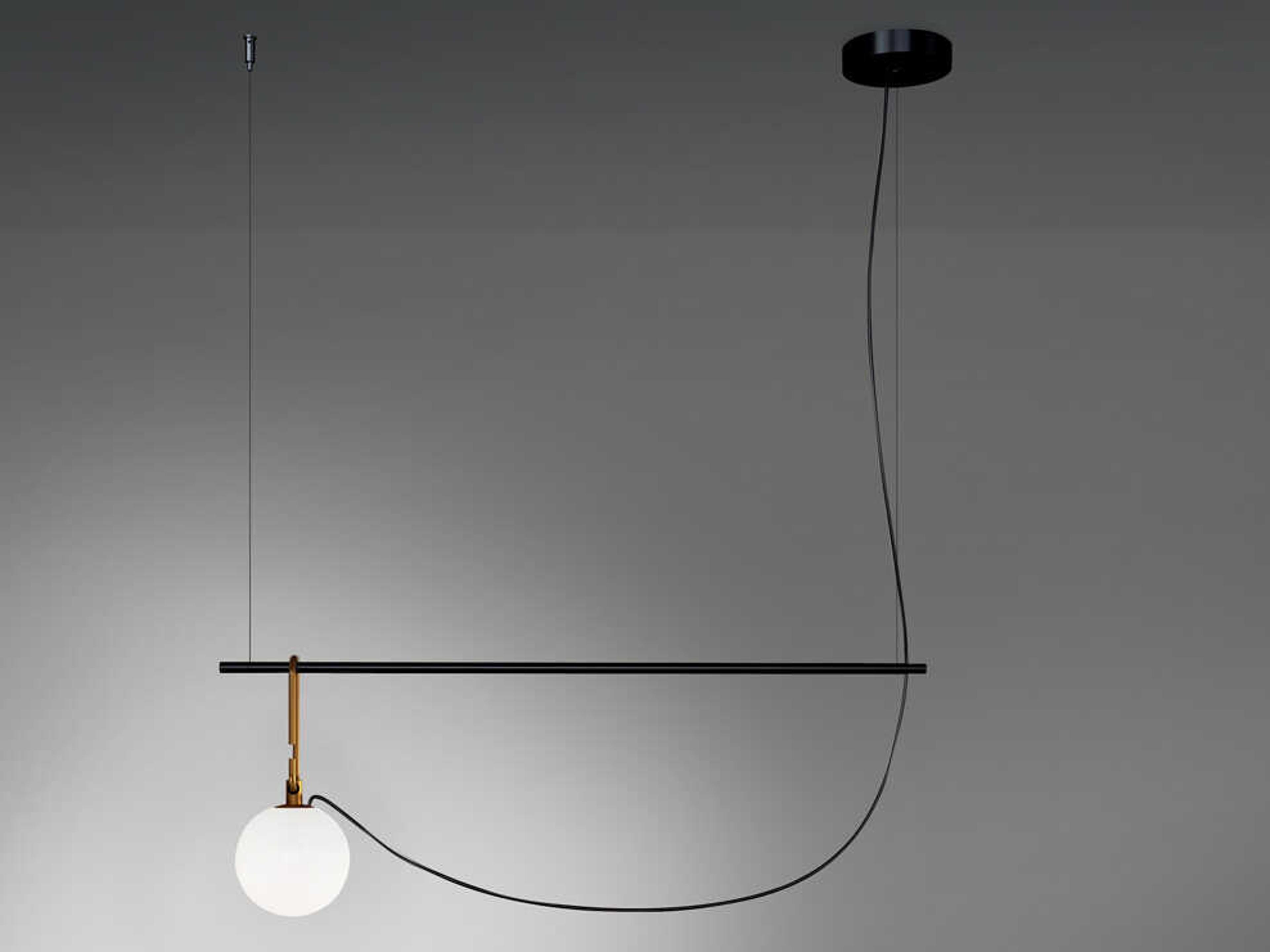 Artemide NH Brushed Brass Black Globe Island Pendant