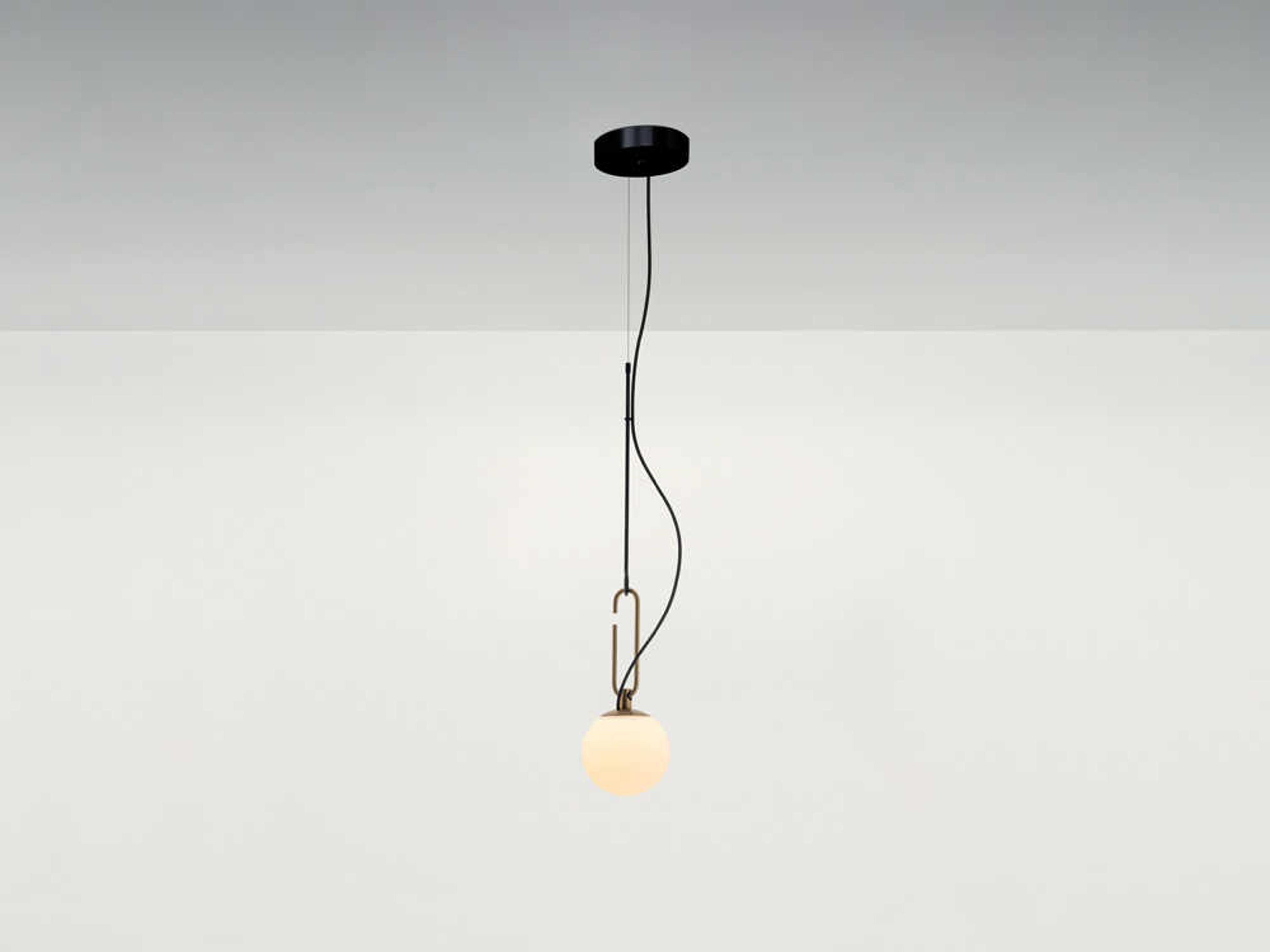 Artemide NH Brushed Brass Black Globe Mini Pendant