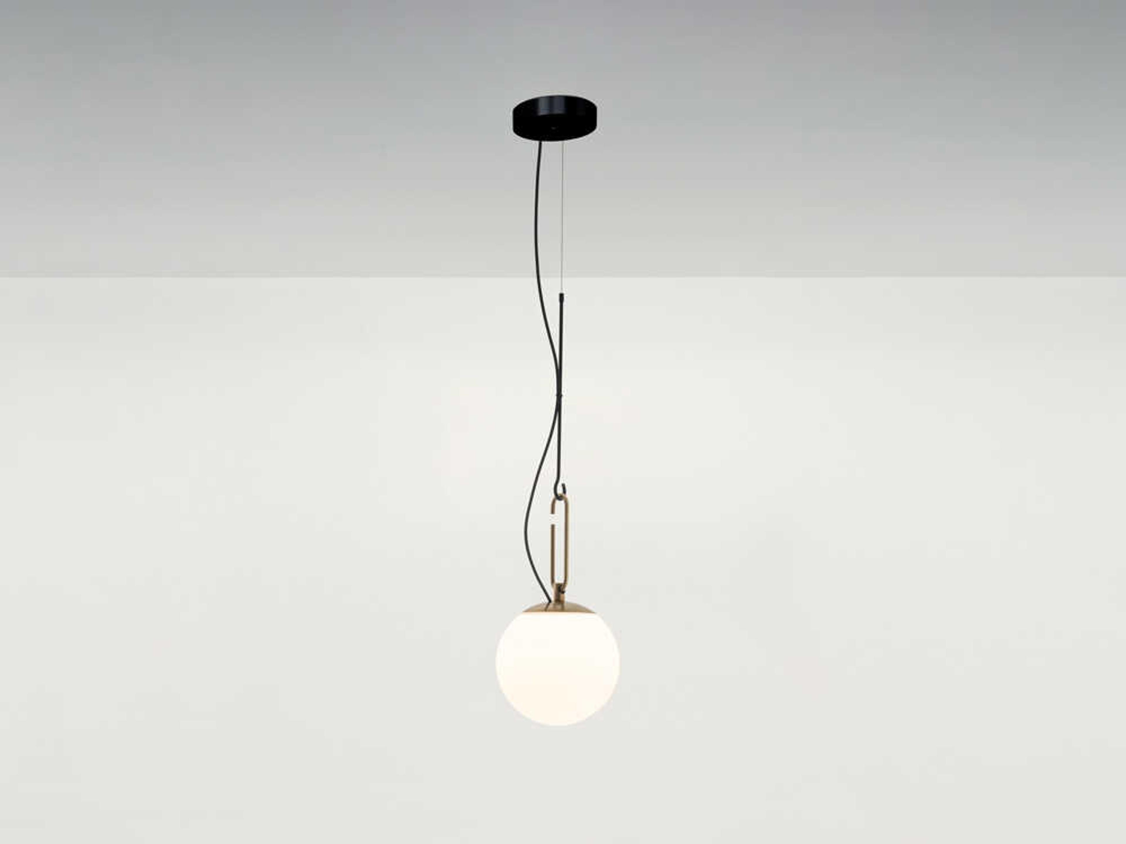 Artemide NH Brushed Brass Black Globe Mini Pendant