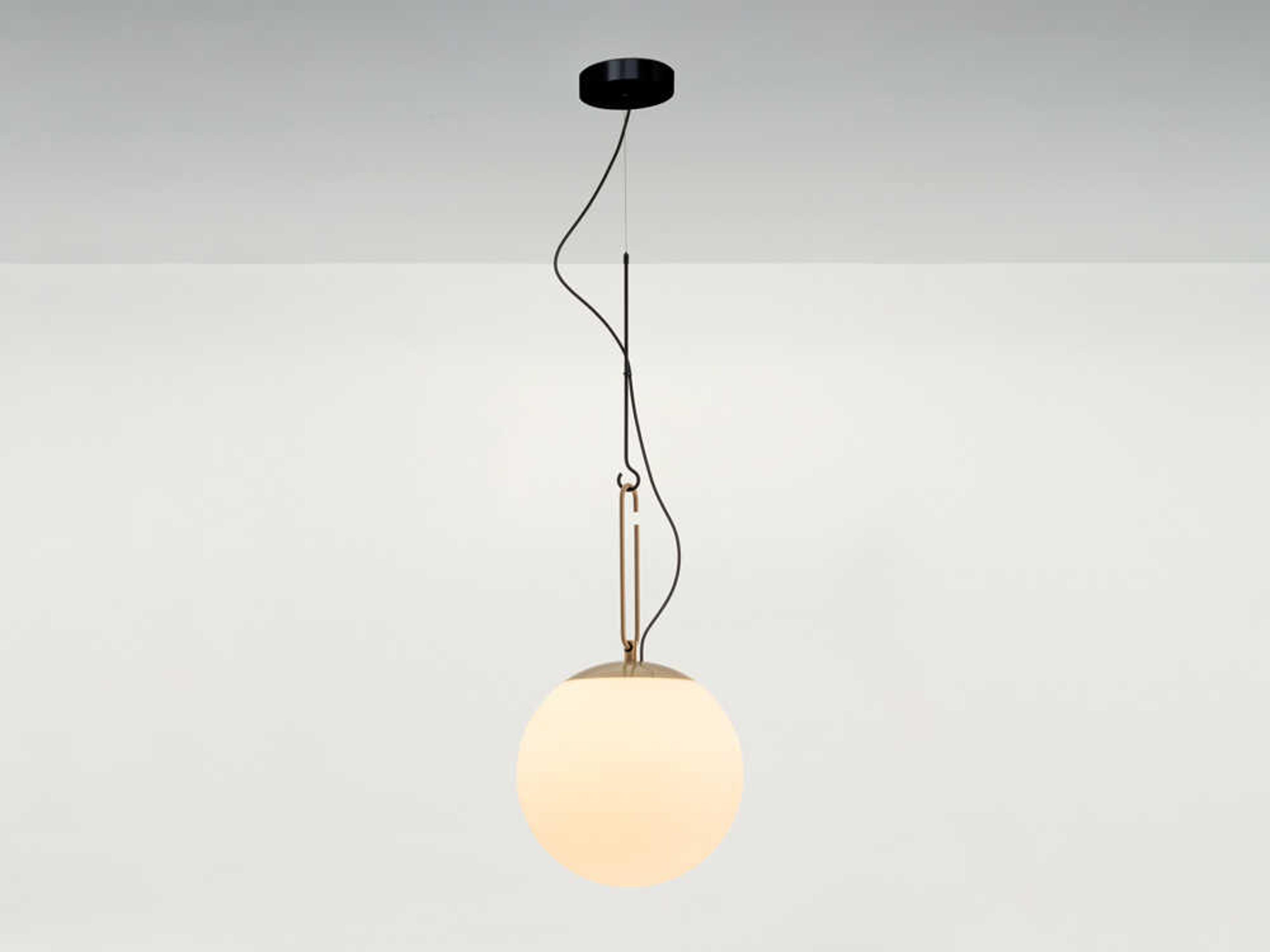Artemide NH Brushed Brass Black Globe Pendant