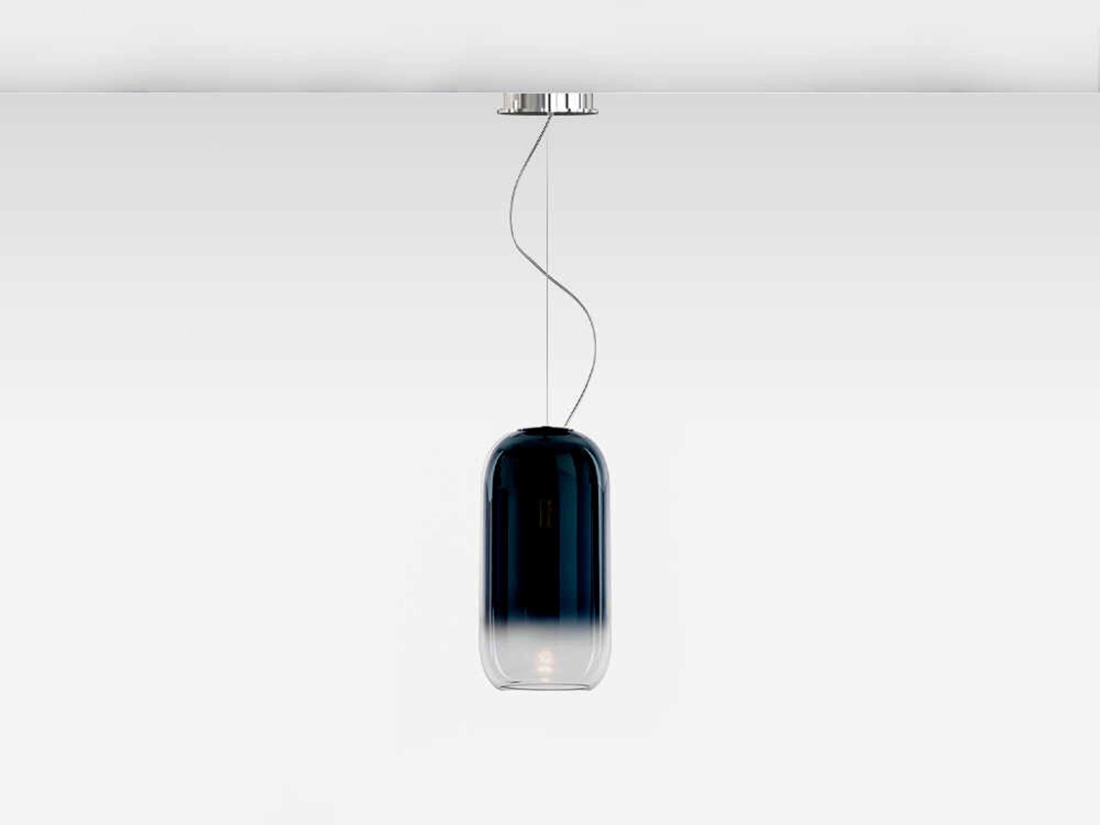 Artemide Gople Mini Blue Chrome Cylinder Mini Pendant