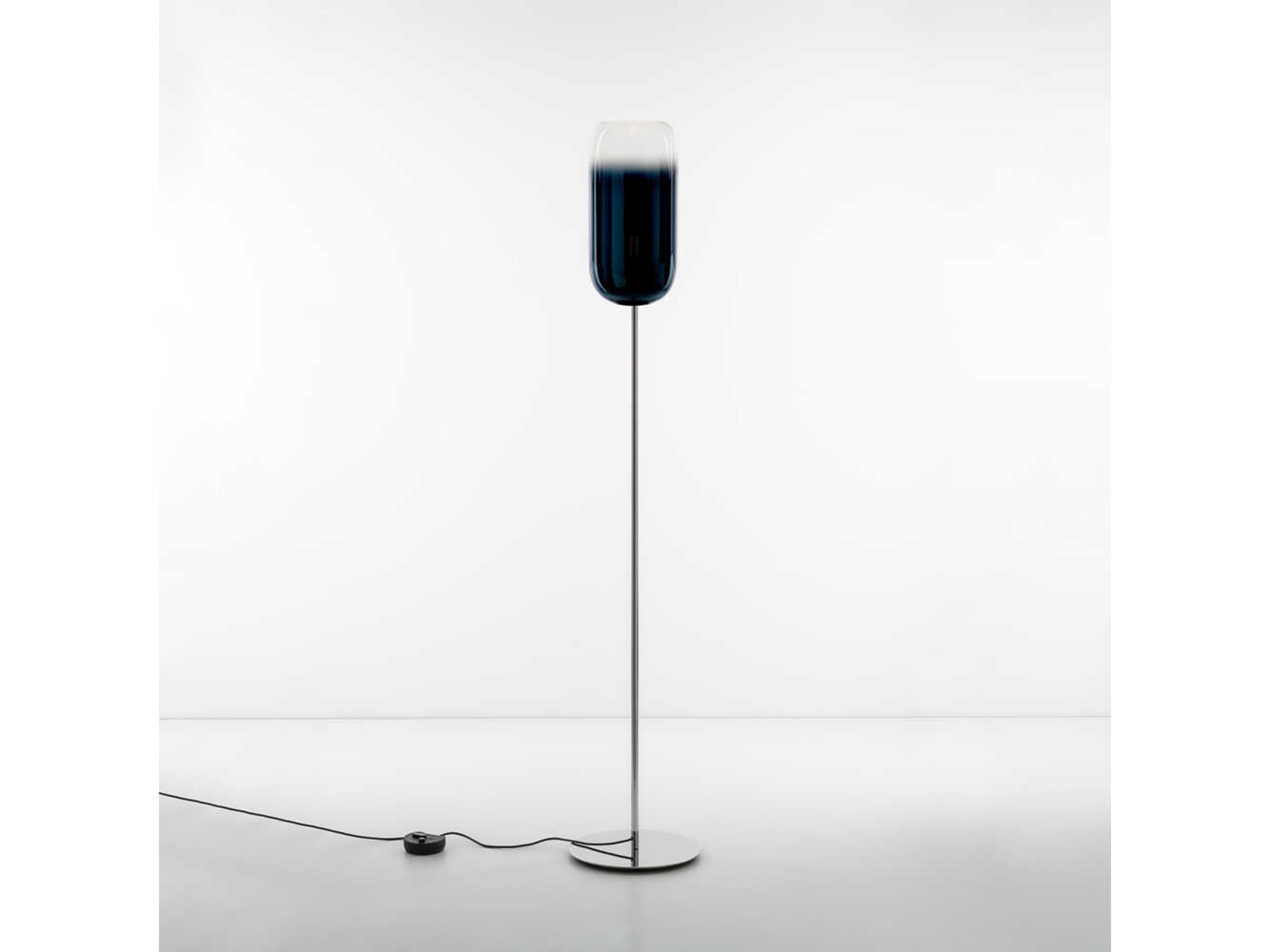 Artemide Gople Classic Blue Chrome Floor Lamp