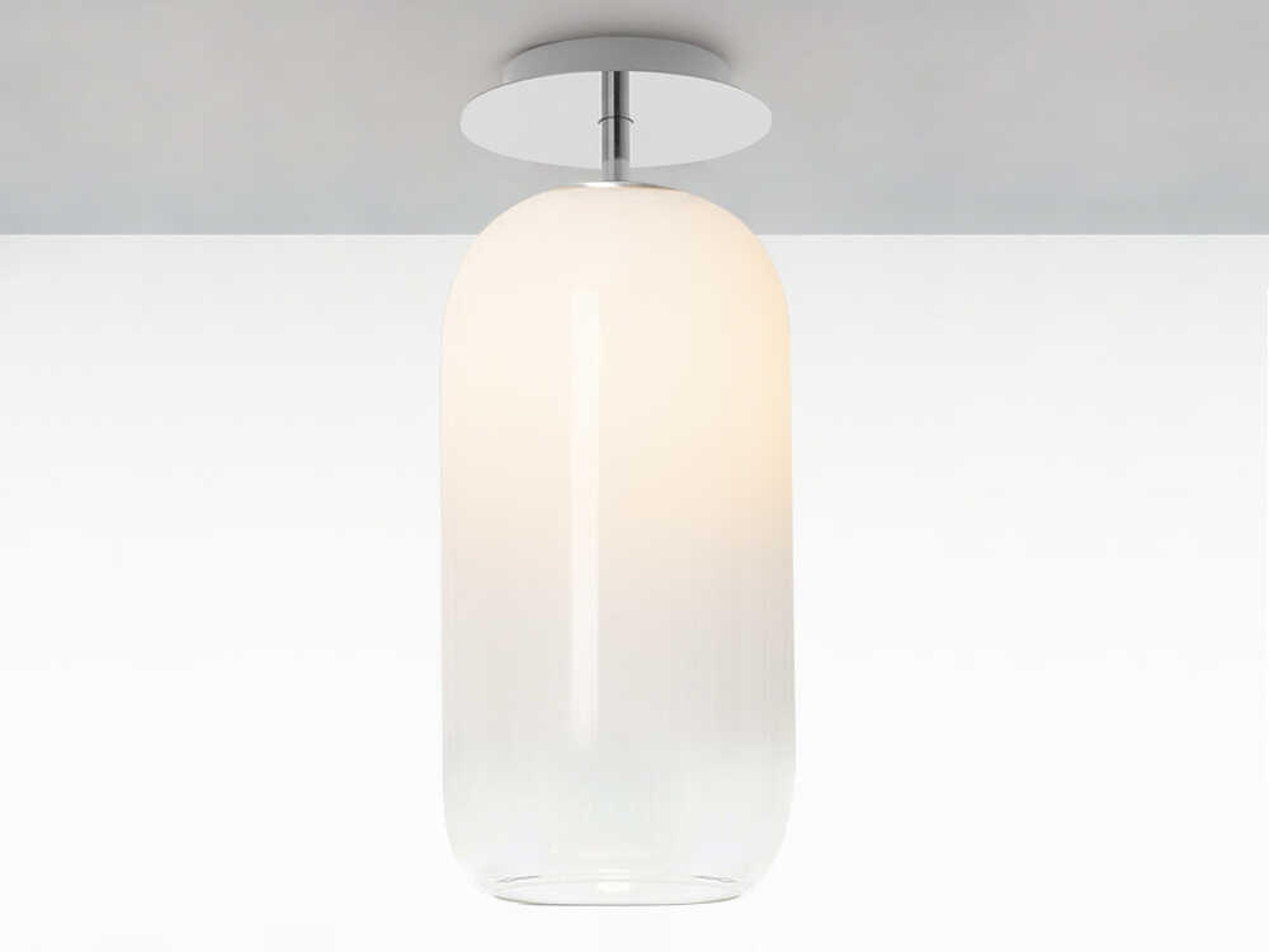 Artemide Gople Classic White Chrome Cylinder Semi Flush Mount