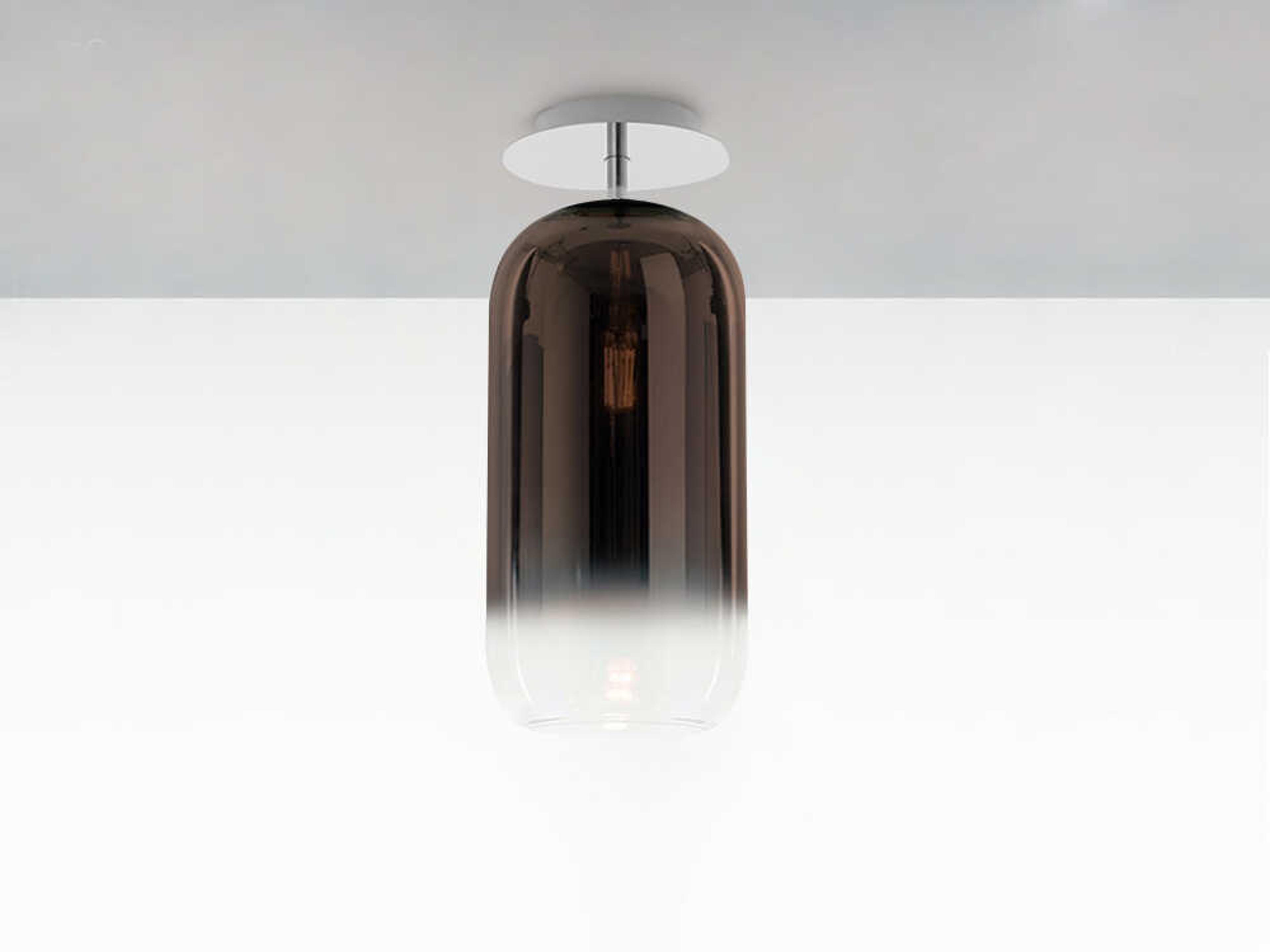 Artemide Gople Mini Bronze Chrome Cylinder Semi Flush Mount