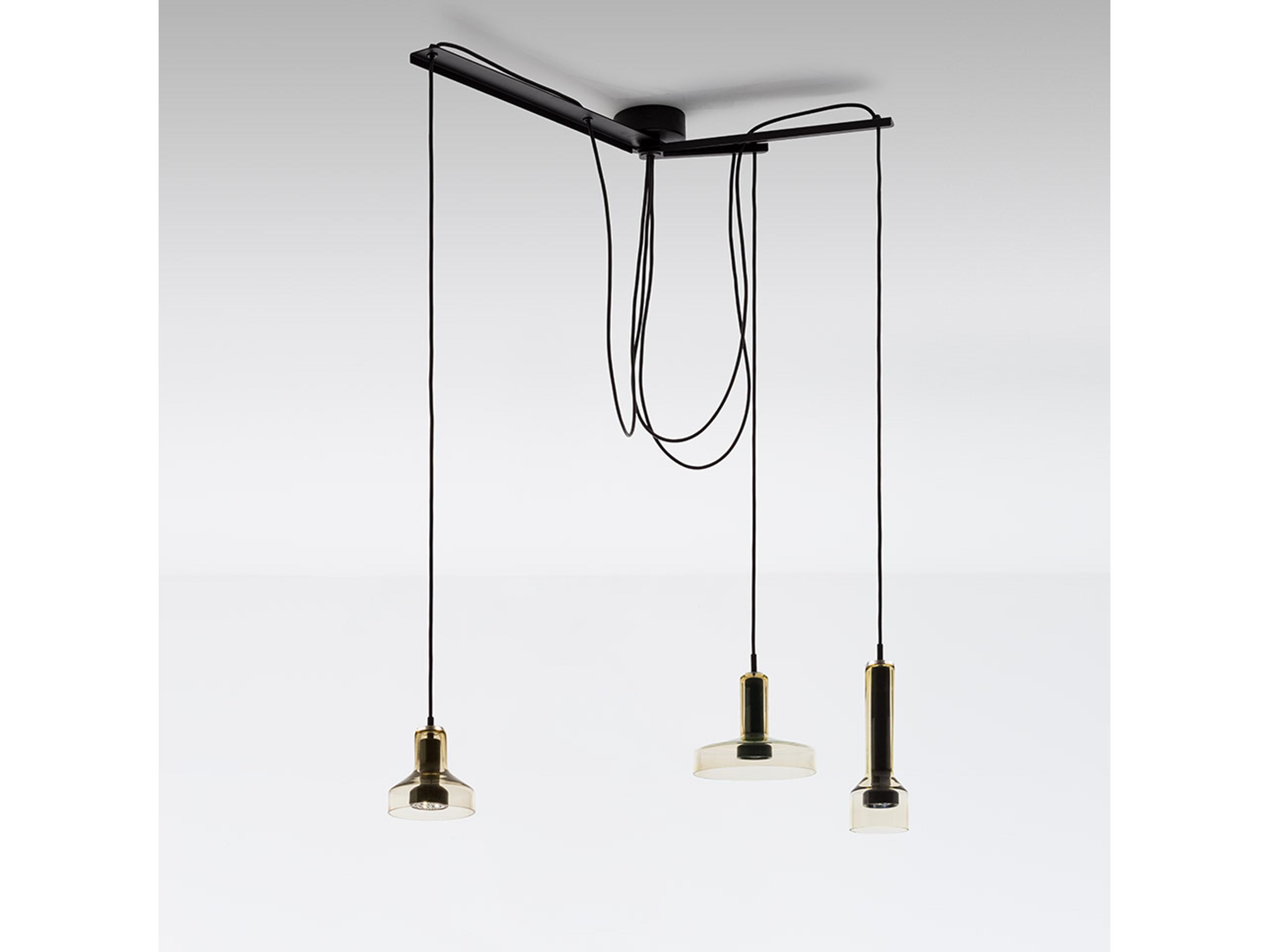 Artemide Stab 3-Light Green Amber Clear Island Pendant