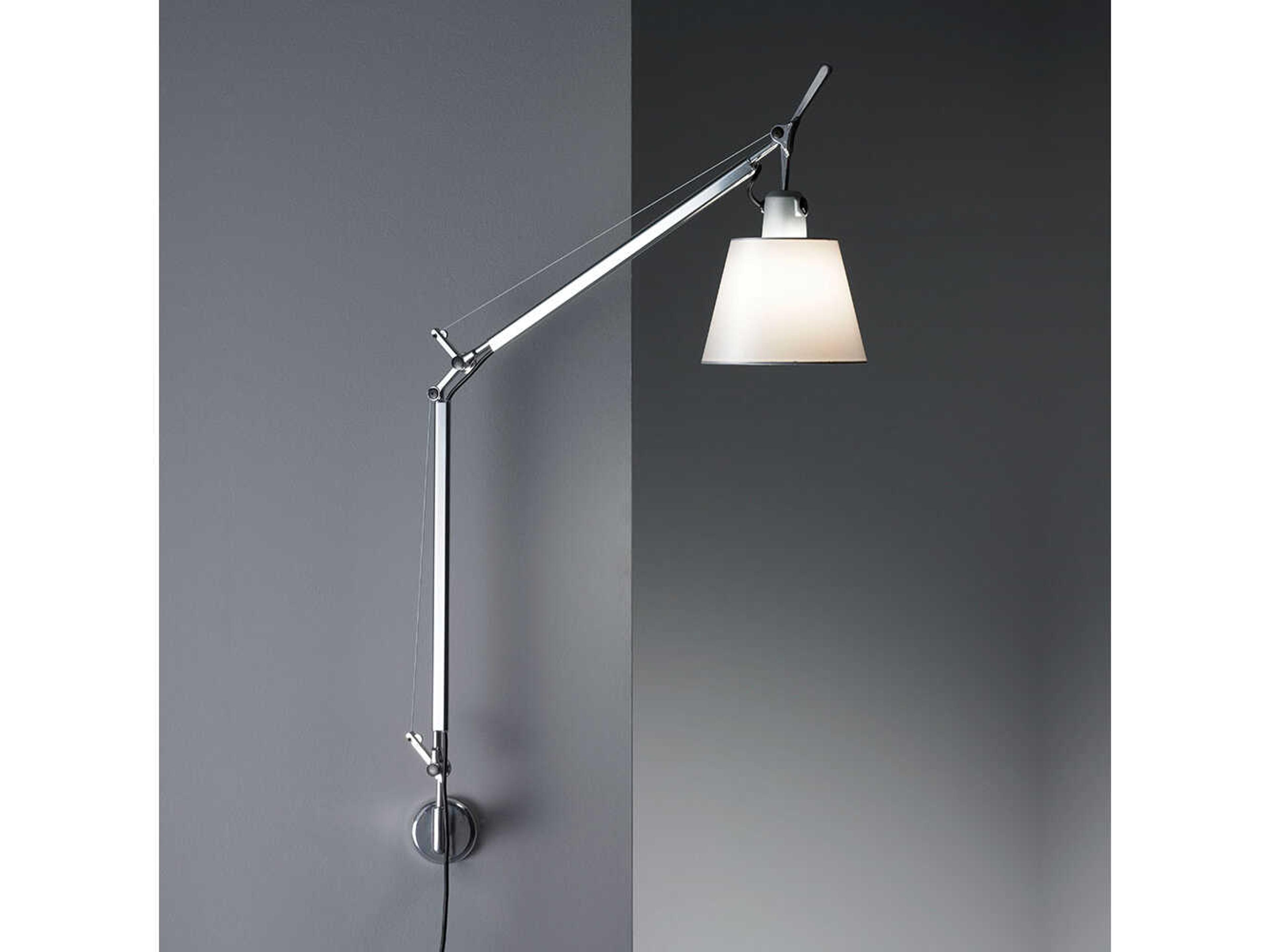 Artemide Tolomeo With Shade Parchment Silver Wall Sconce