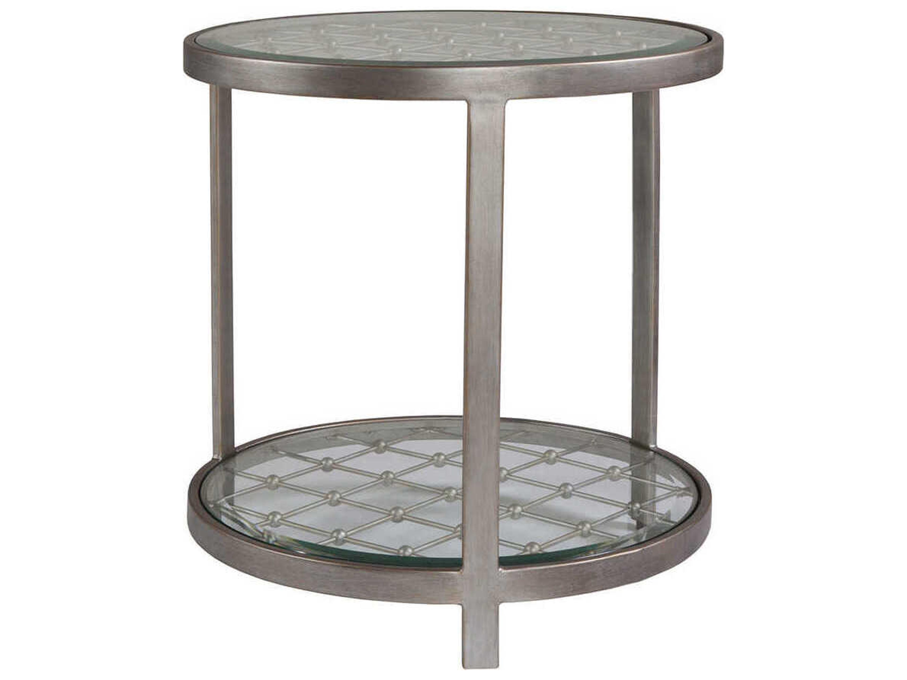 Artistica Metal Designs Royere Round Glass St Laurent End Table
