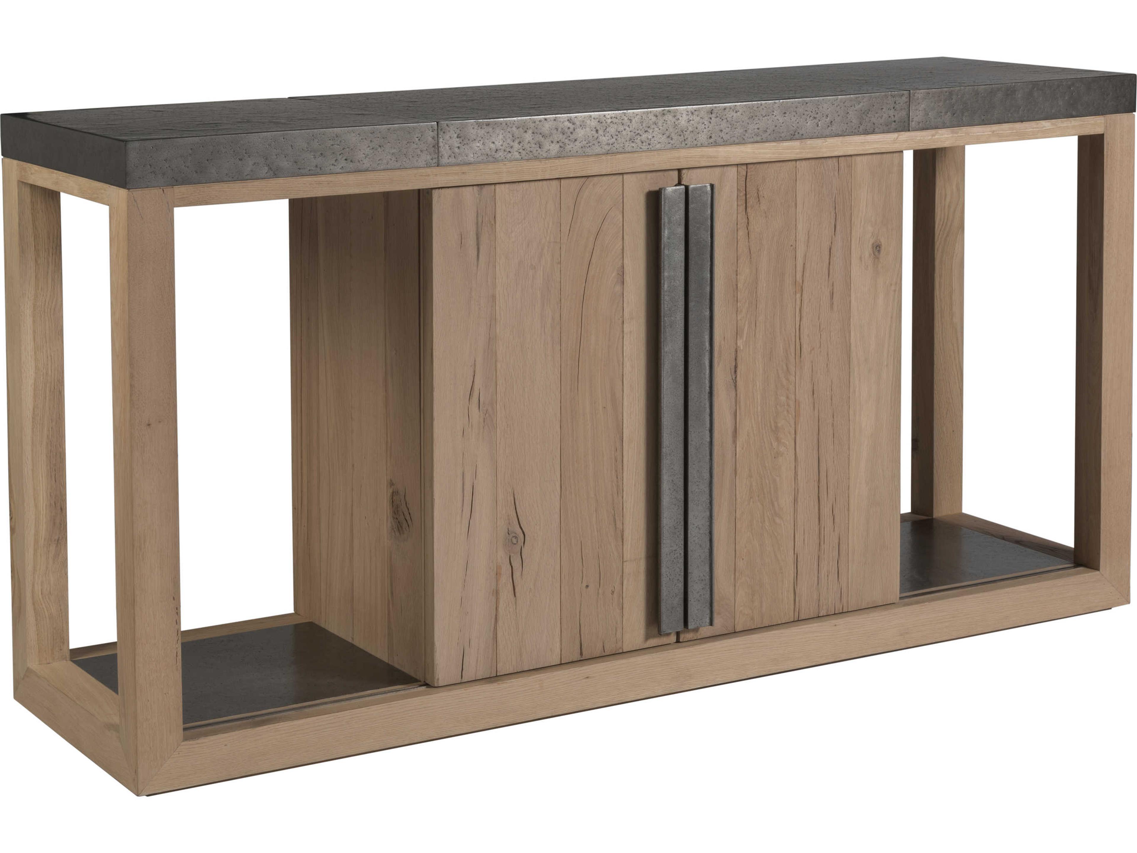 Artistica Verite 68" Oak Wood White Antiqued Gun Metal Sideboard