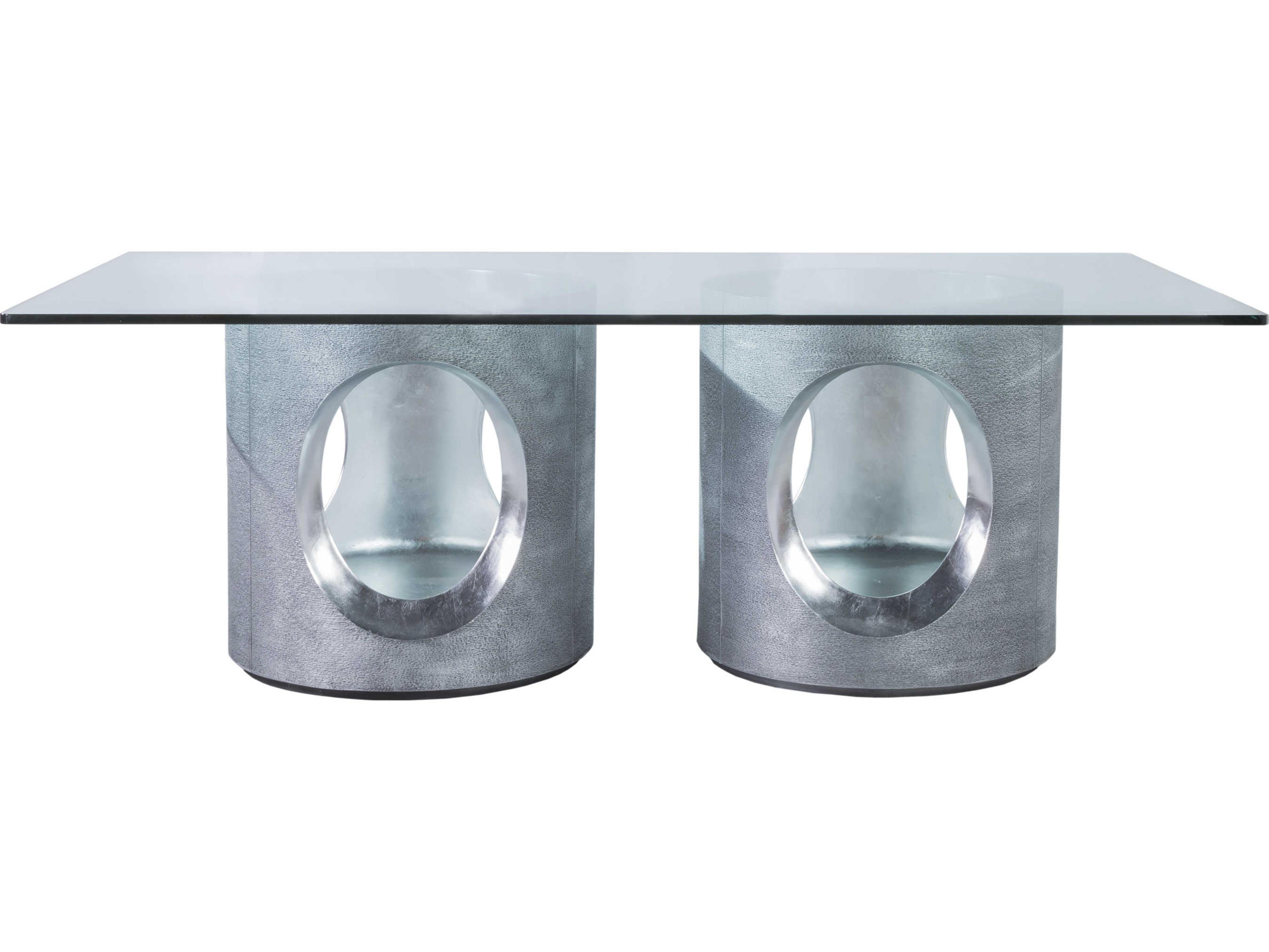 Artistica Signature Designs Circa Rectangular Glass Textured Gray Dining Table