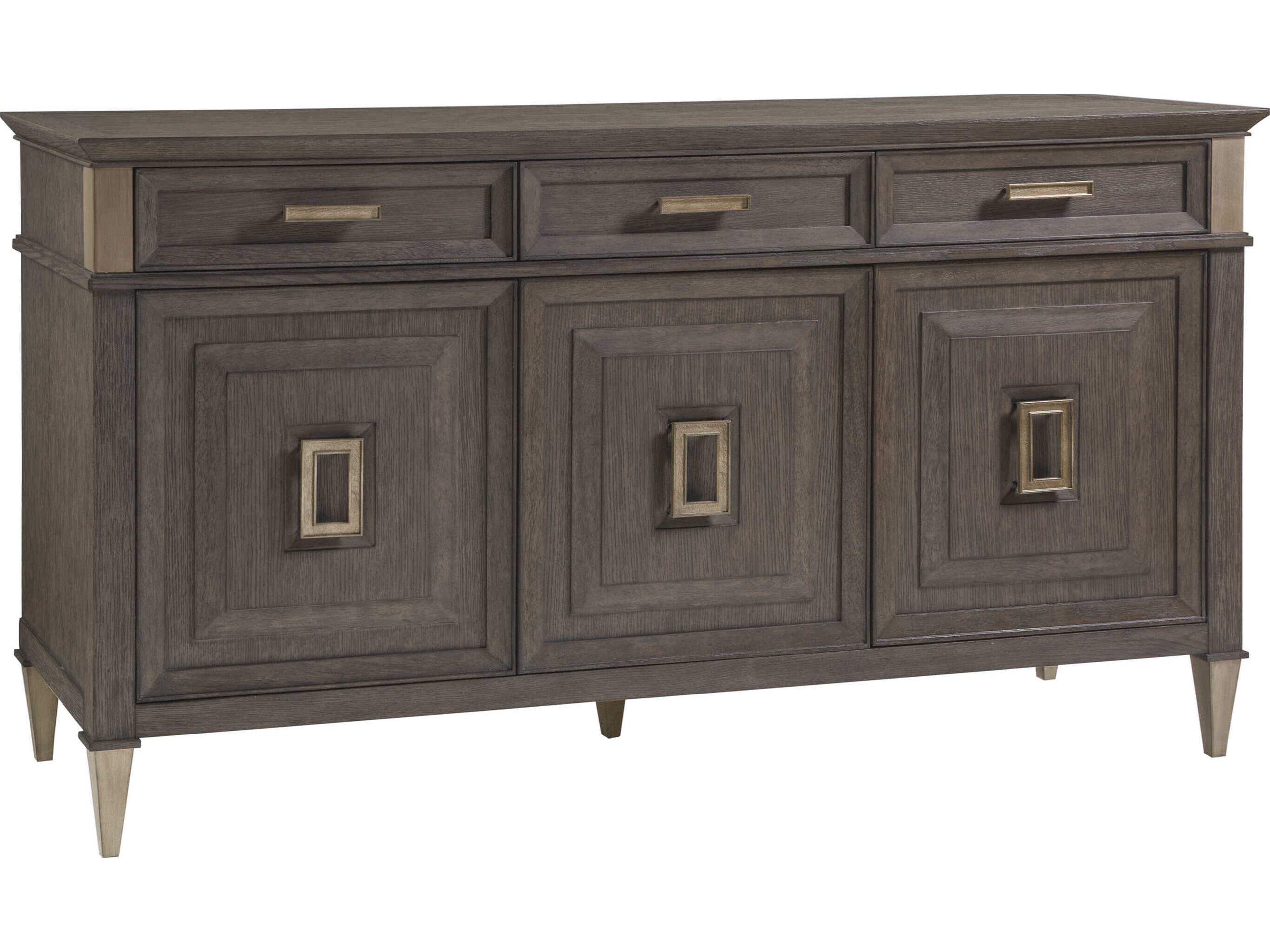 Artistica Signature Designs Belvedere 65" Oak Wood Falcon Brown Antique Brushed Nickel Sideboard
