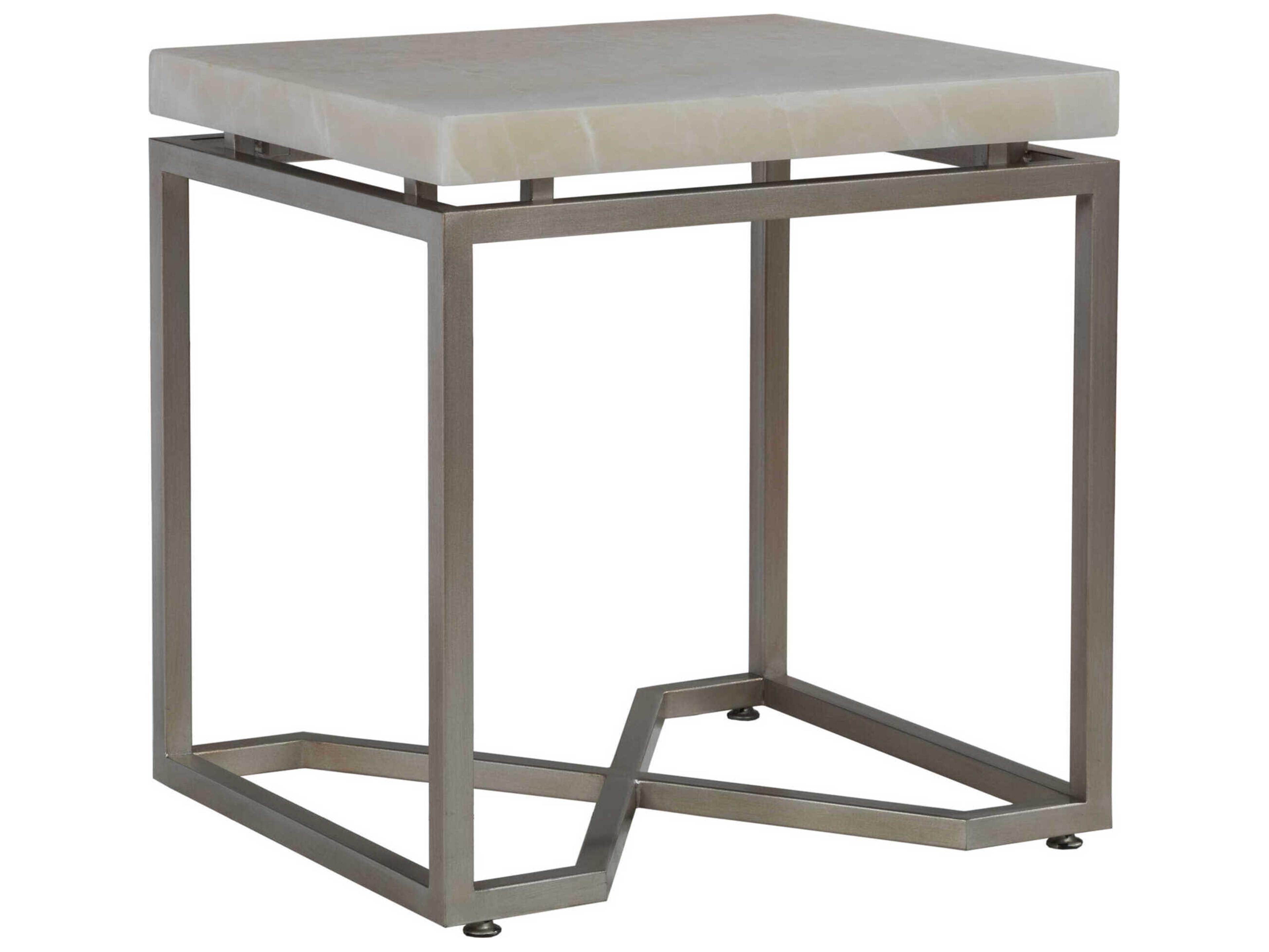 Artistica Signature Designs Vara Rectangular Stone Champagne Silver Leaf White Onyx End Table