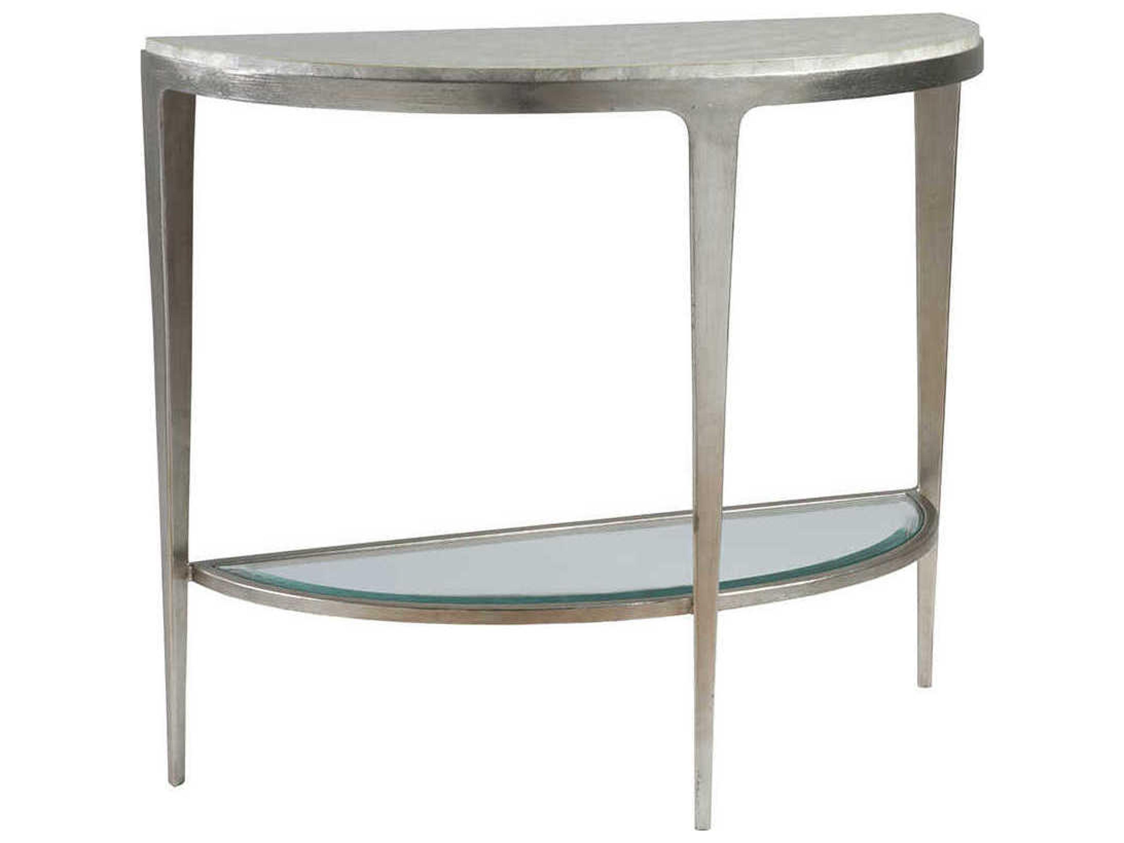 Artistica Gravitas Demilune White Capiz Shell With Champagne Console Table