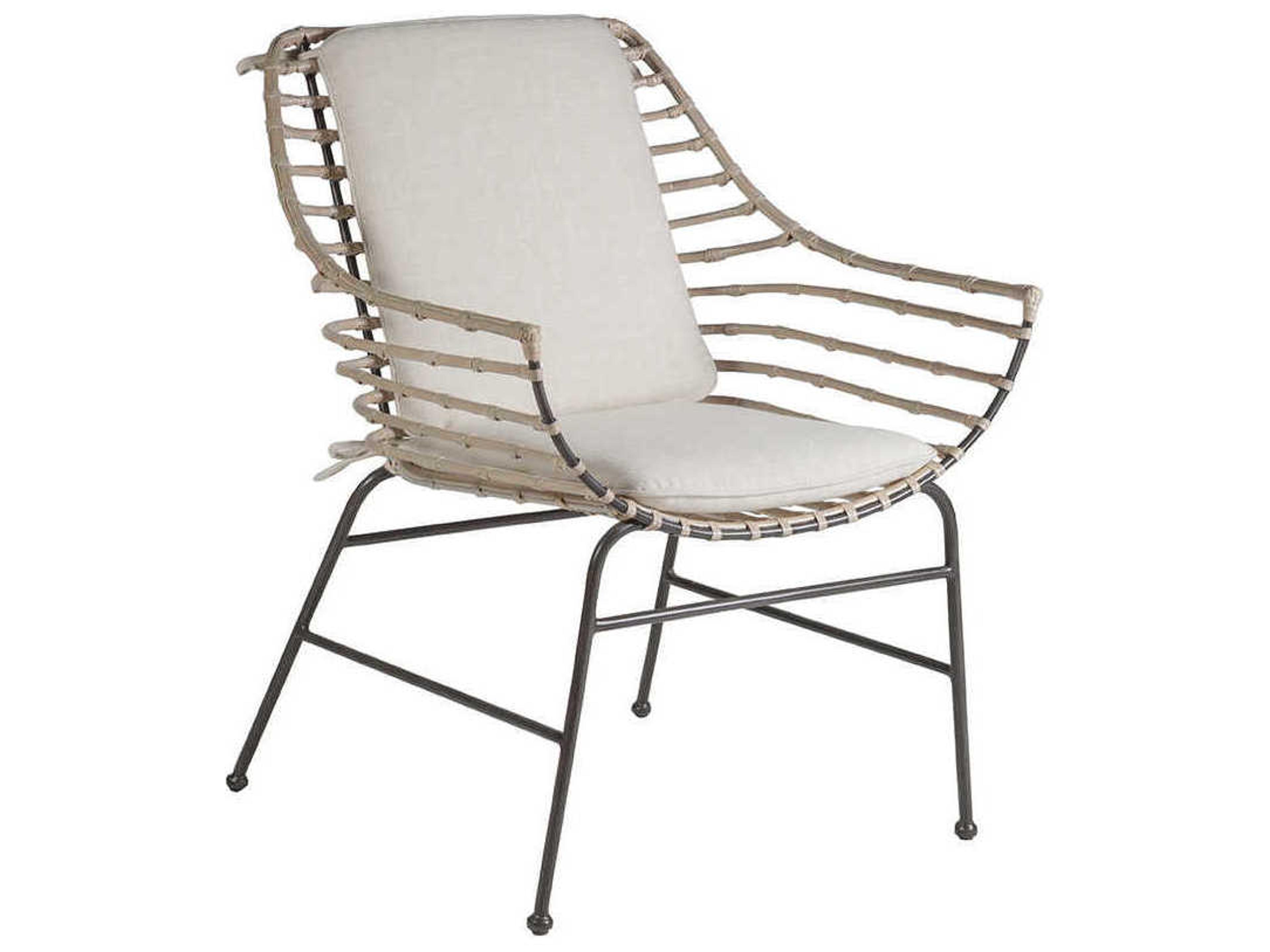 Artistica Raconteur Rattan White Upholstered Arm Dining Chair