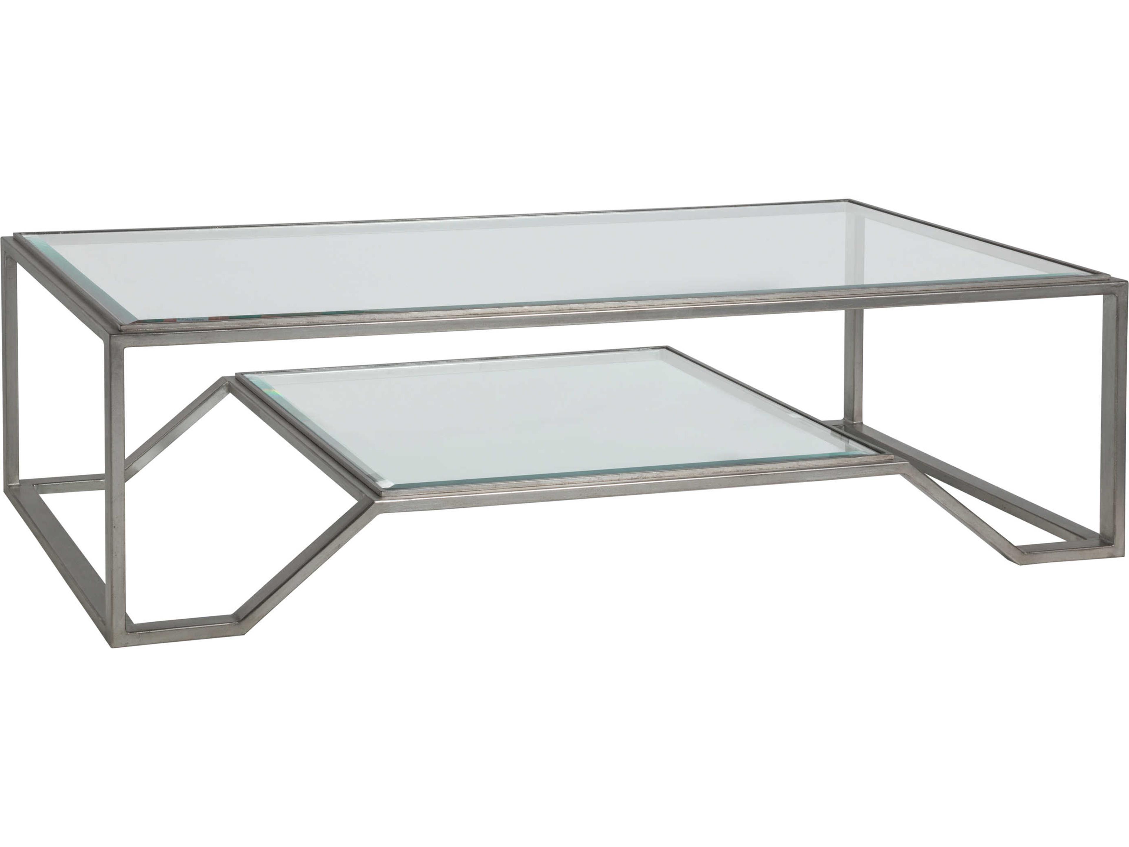 Artistica Metal Designs Byron Rectangular Glass Silver Leaf Cocktail Table