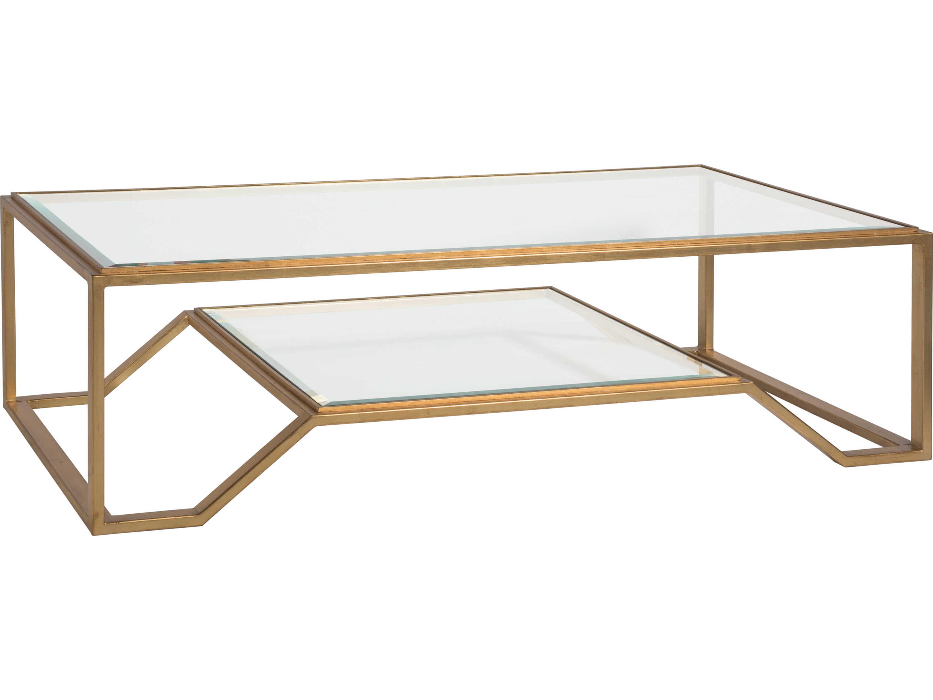 Artistica Metal Designs Byron Rectangular Glass Gold Leaf Cocktail Table
