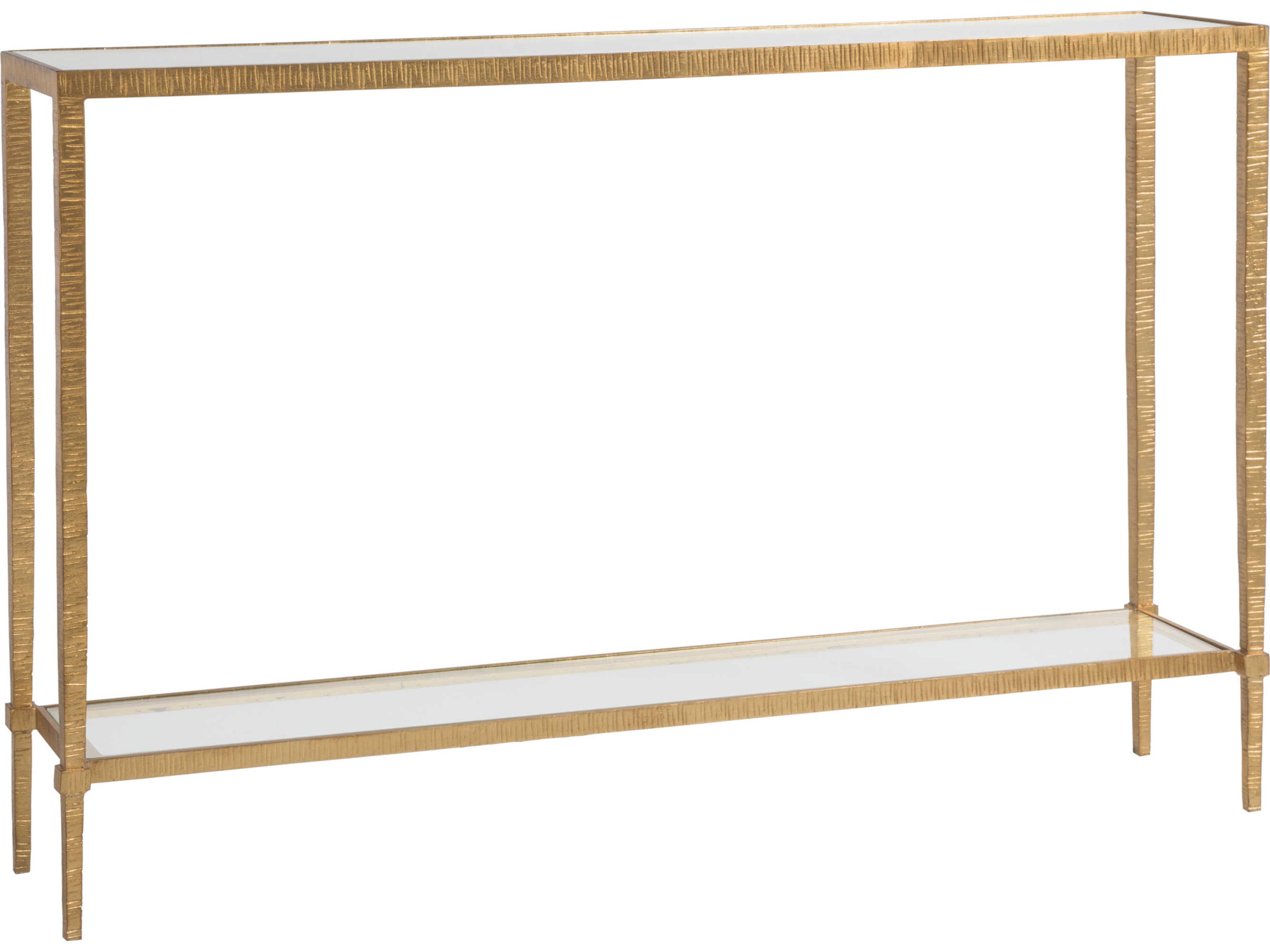 Artistica Metal Designs Claret Rectangular Glass Gold Leaf Console Table