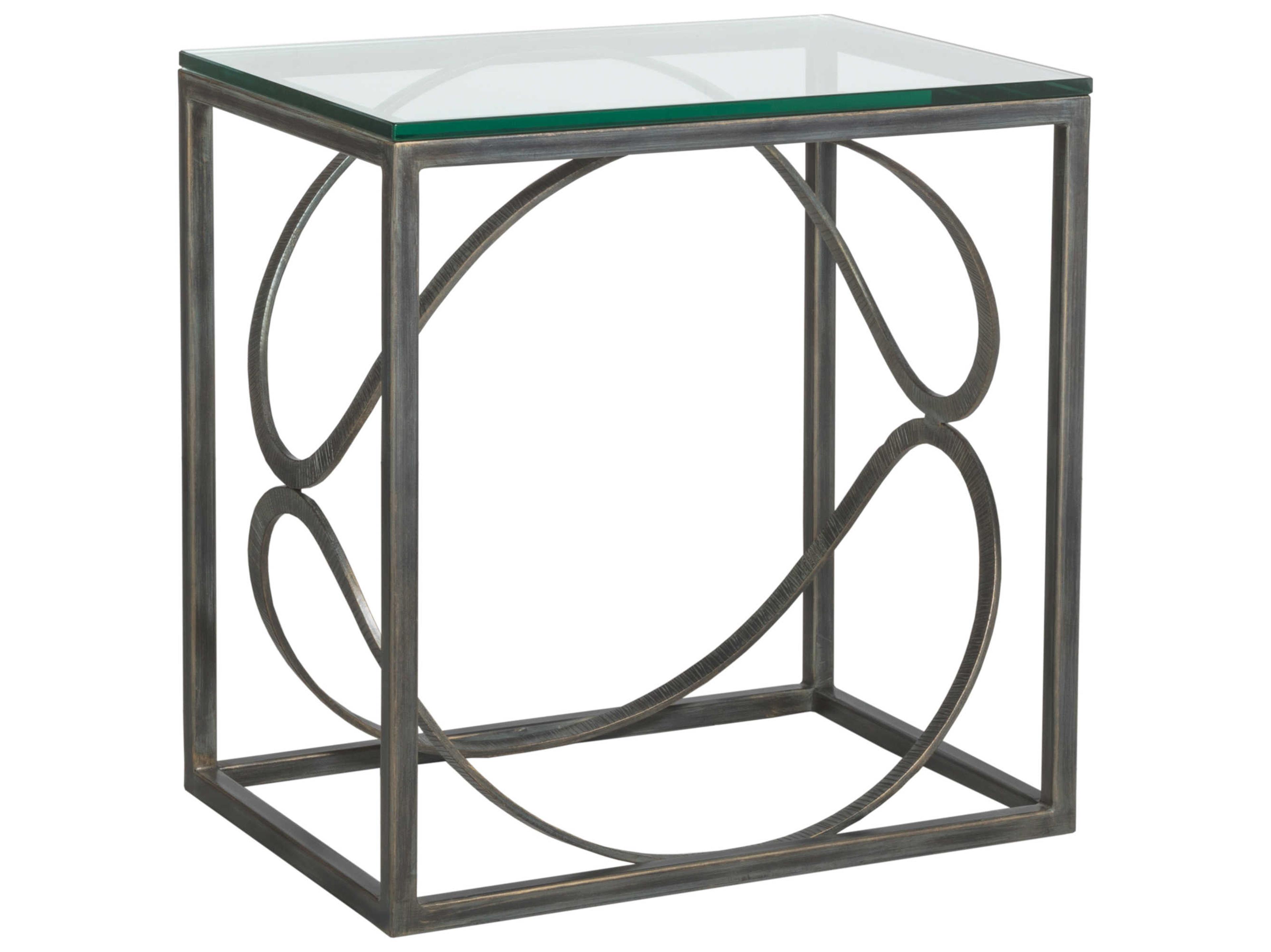 Artistica Metal Designs Ellipse Rectangular Glass End Table