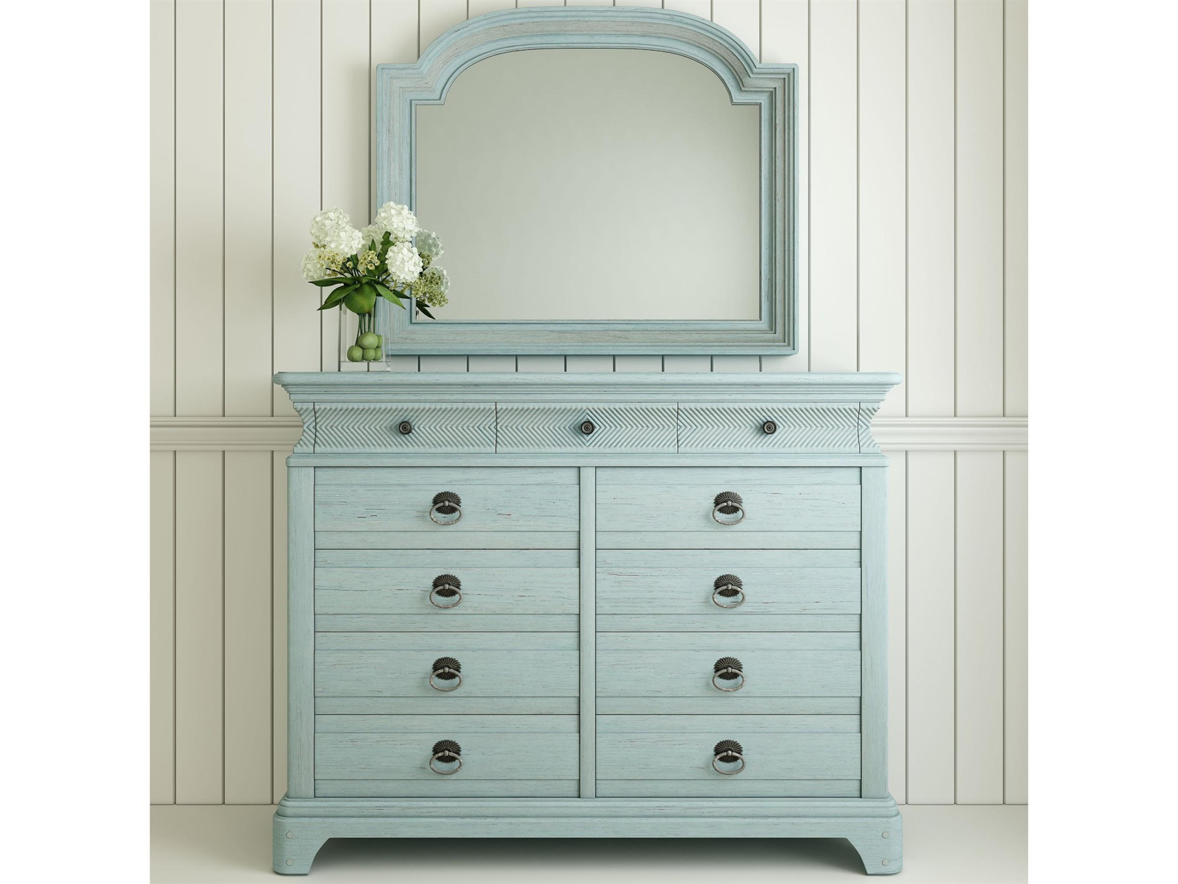 A.R.T Furniture Summer Creek Blue Oak Wood Dresser & Mirror Set